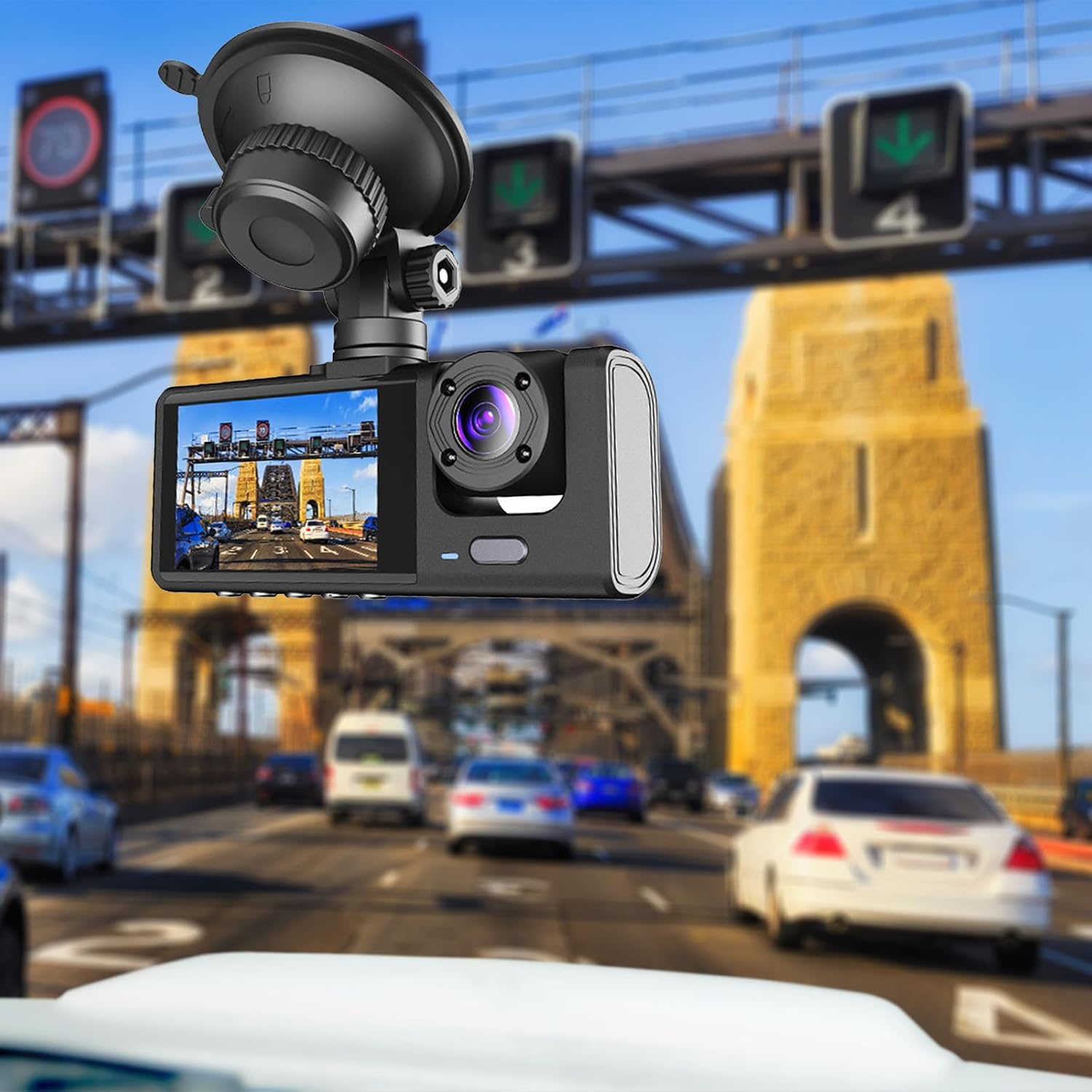 I-Hawk Defender Full HD 1080P Dual Dash Camera with Wide Angle Lens, Black image number 4