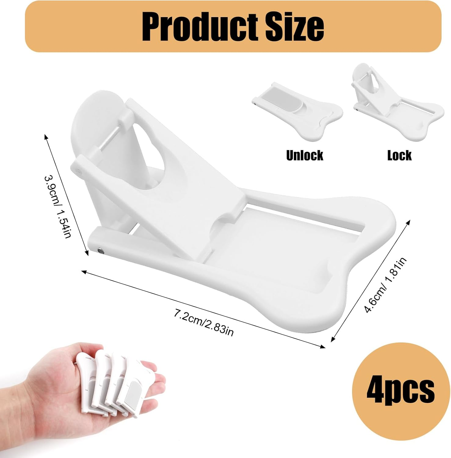 4 Pcs Sliding Door Lock for Child Safety, the Sliding Door Lock Does Not Require Punching Easy to Use and Install for Dangerous Goods Storage and Special Home Appliance Protection at Home image number 4