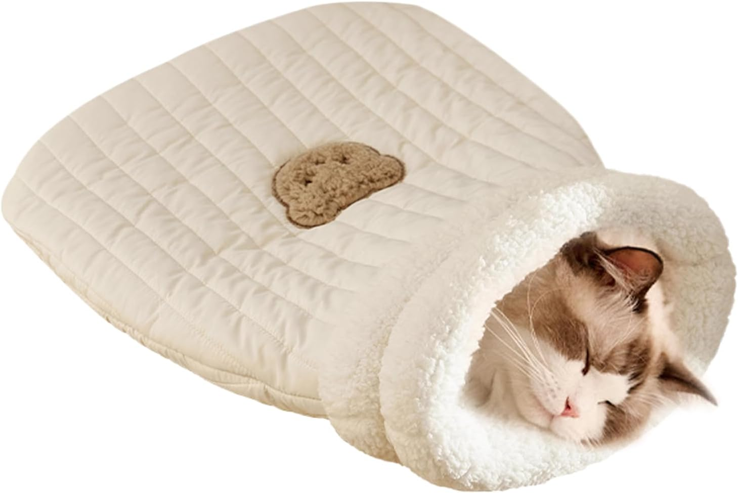 Cat Sleeping Bag, Cozy Cat Bed Cave Soft and Comfortable Design, Easy Access Sleeping Bag with Cute Bear Pattern for Cats and Small Dog image number 6