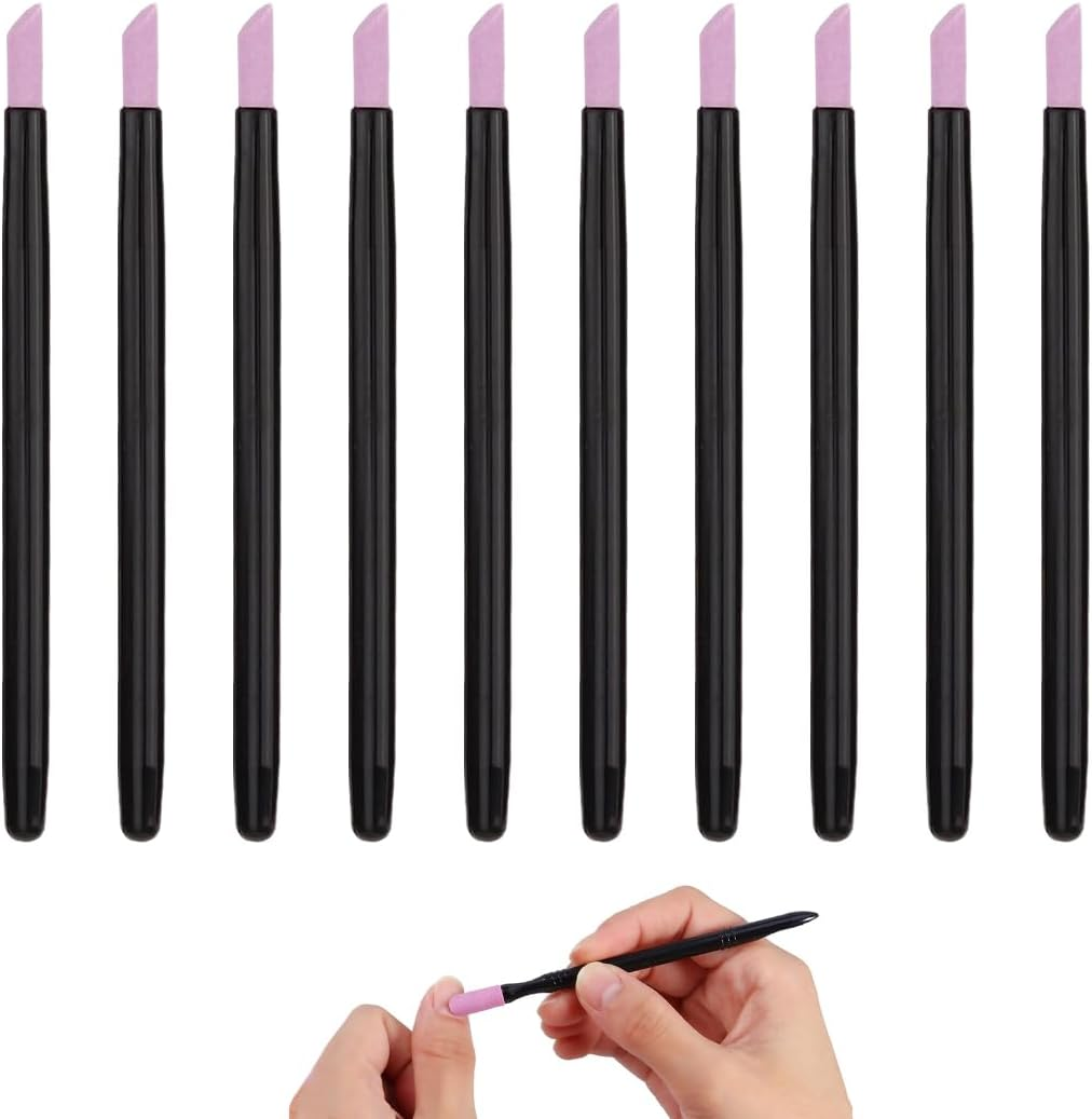 MOLZINY Pack of 10 Manicure Grinding Pens, Cuticle Remover, Double Headed Nail Files, Cuticle Pusher Pens, Quartz Pen, Stone Nail File Pen, Cuticle File Trimmer for Nail Bed Cleaning Care image number 5