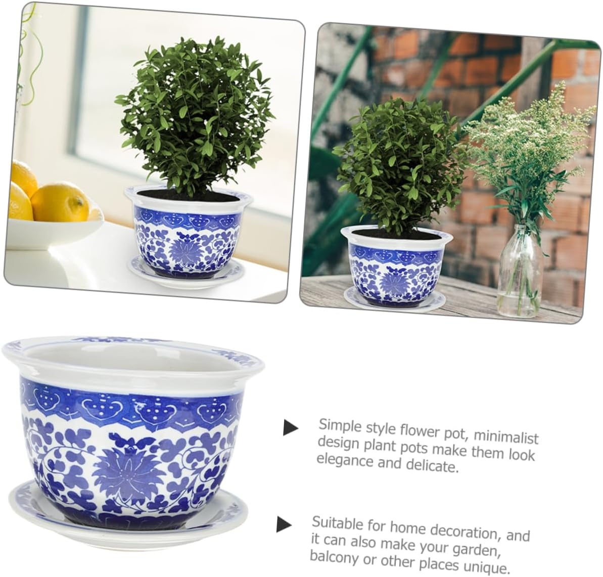 NOLITOY Ceramic Flowerpot Tray for Succulent Planters Outdoor Delicate Gardening Flowerpot for Desktop Garden Supply image number 3