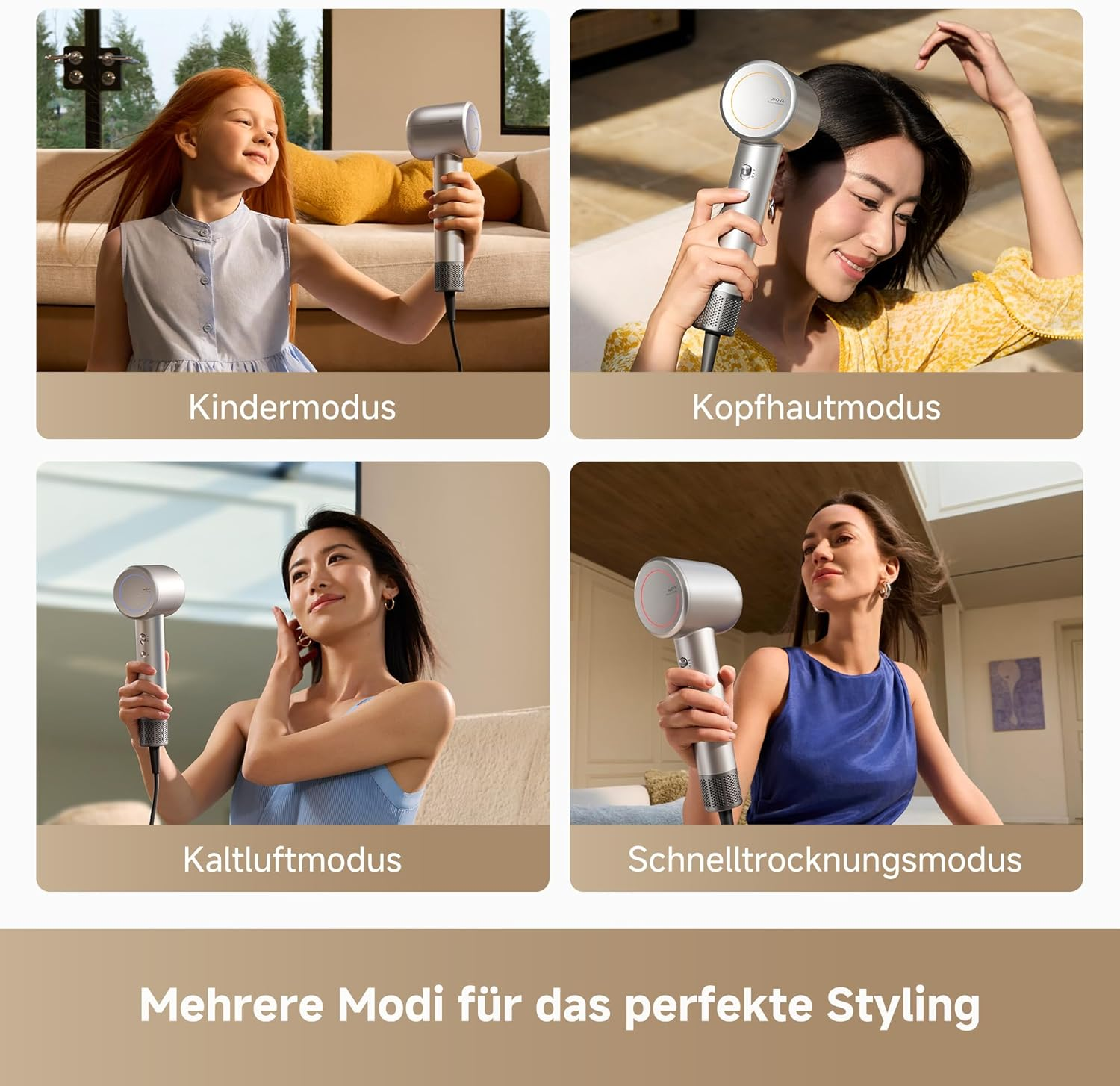 MOVA Shine 10 Redesigned for Everyone, Aeroblossom Technology, 110,000 RPM Brushless Motor, Plasma Hair Care, NTC Sensor Control 1000Fps, Multiple Drying Modes Silver image number 2