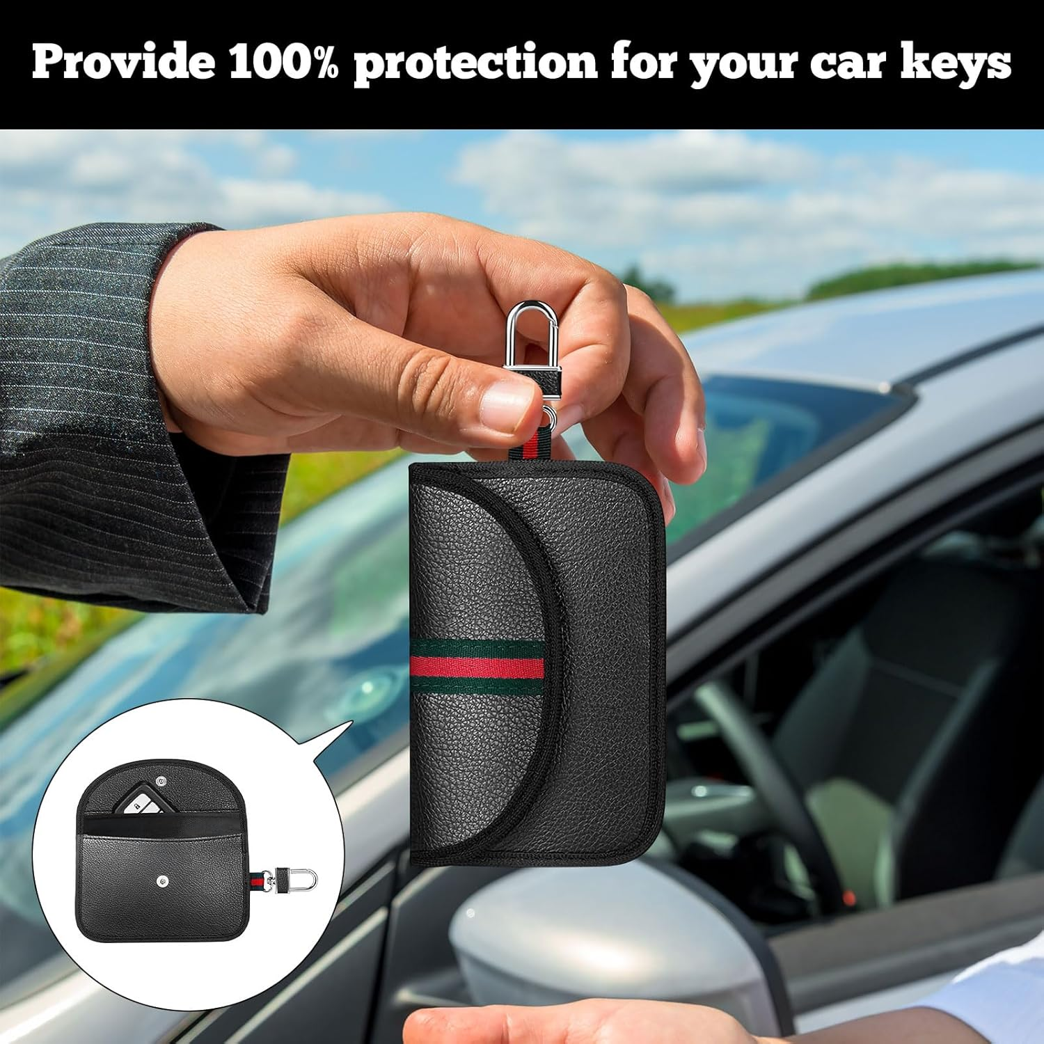 Faraday Pouch Car Keys, 2Pcs Faraday Box for Car Keys, Carkey Signal Blocker, Faraday for Carkeys, Key Fob Protector Bag, Anti-Theft Signal Blocker, RFID Signal Blocking Pouch (Black) image number 2