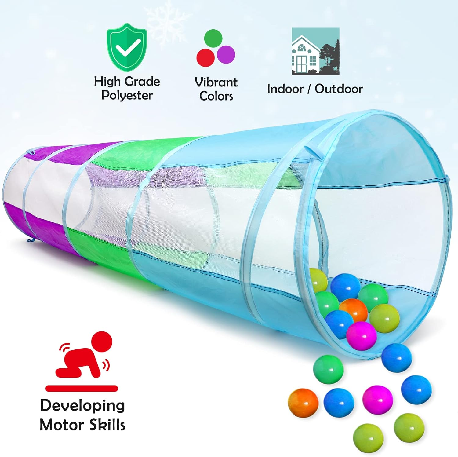 Kids Play Tunnel for Toddlers, Stlove Pop up Crawl through Tunnel Play Tent for Baby Infant Children or Dog with 2 Mesh Sides, Kids Tunnel Toys or Gift Indoor & Outdoor image number 5