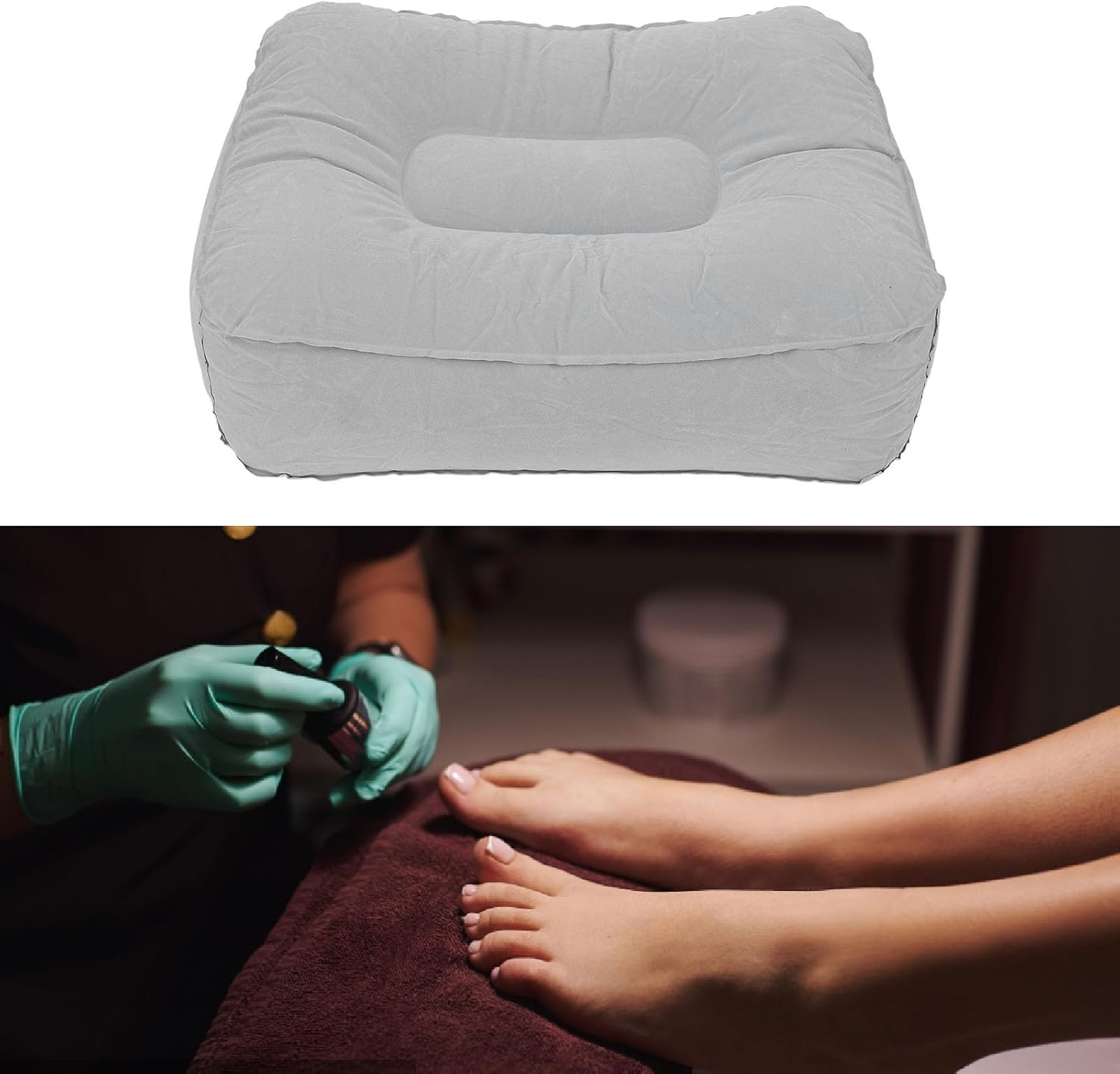 Inflatable Foot Rest, Inflatable Foot Pillow for Air Travel Multifunctional PVC Flocking Portable Leg Rest Pillow for Cars Travel Office Living Room Airplane