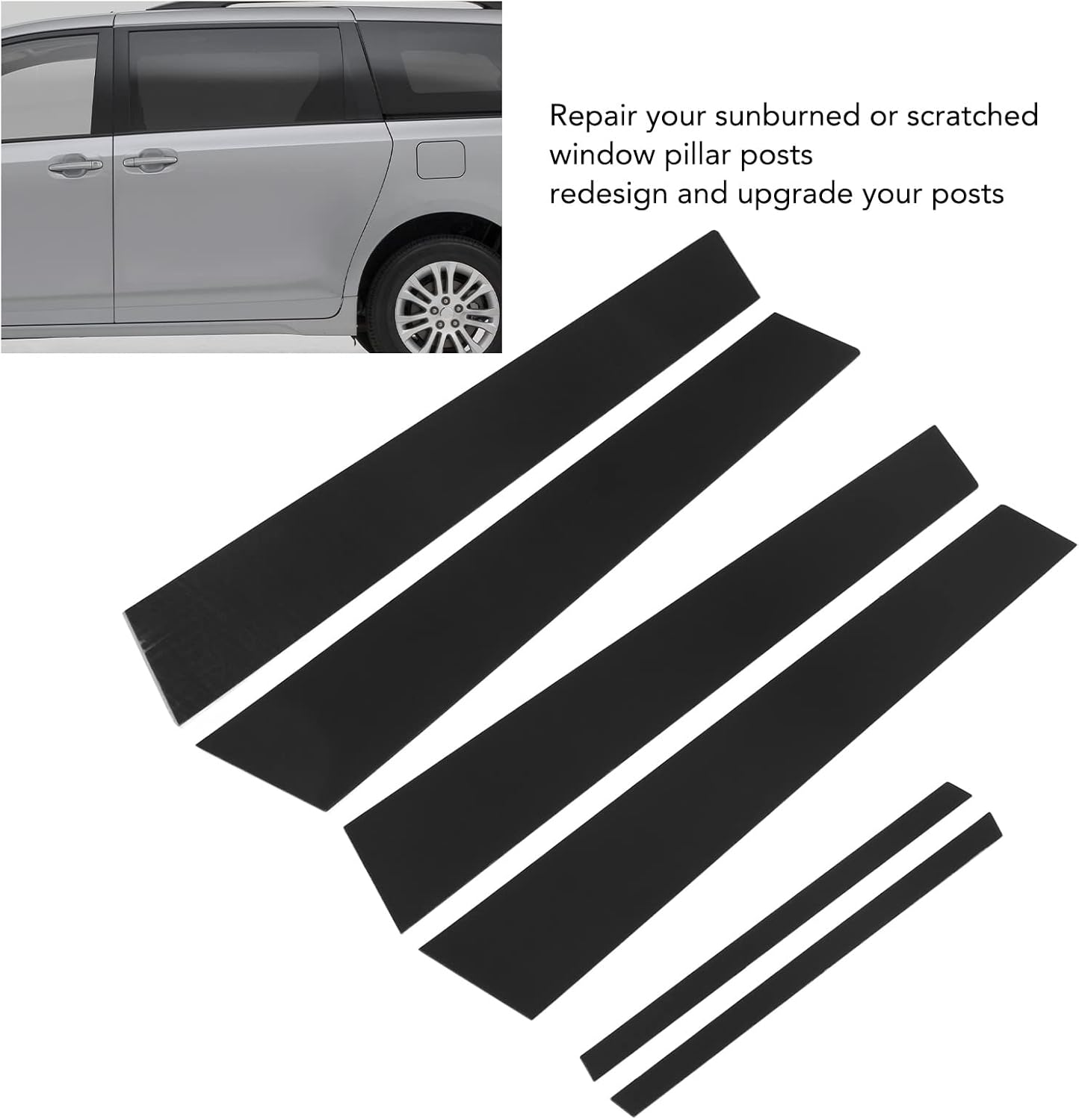Pillar Post Decal, 6 Pcs Side Door Window Cover Glossy Black Pillar Post Decal Trim Car Decoration for Sedan 8Th Gen 2006‑2011 image number 5