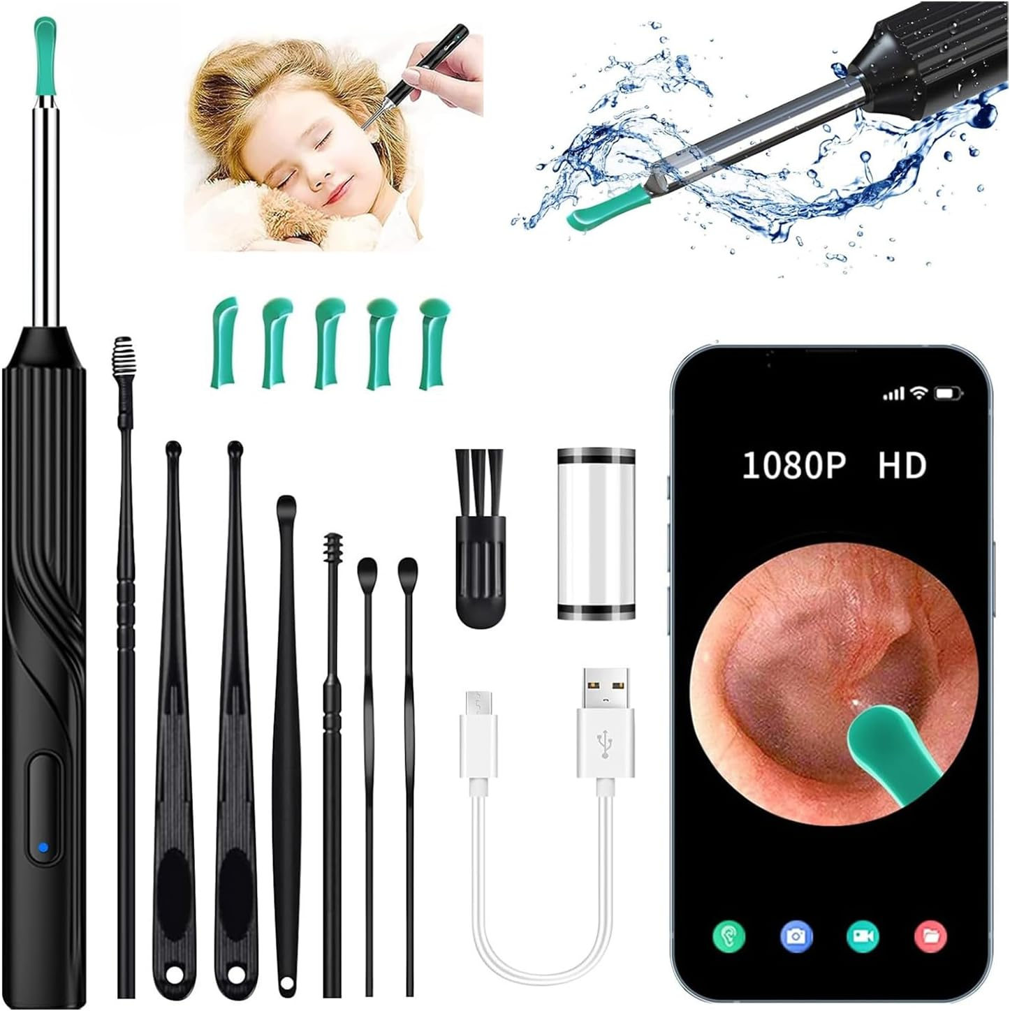 TAPFOU Ear Wax Removal Kit, Ear Cleaner with 1080P HD Camera,Smart Visual Earwax Remove Kits with 8 Pcs Ear Set for Daily Ear Pick image number 5
