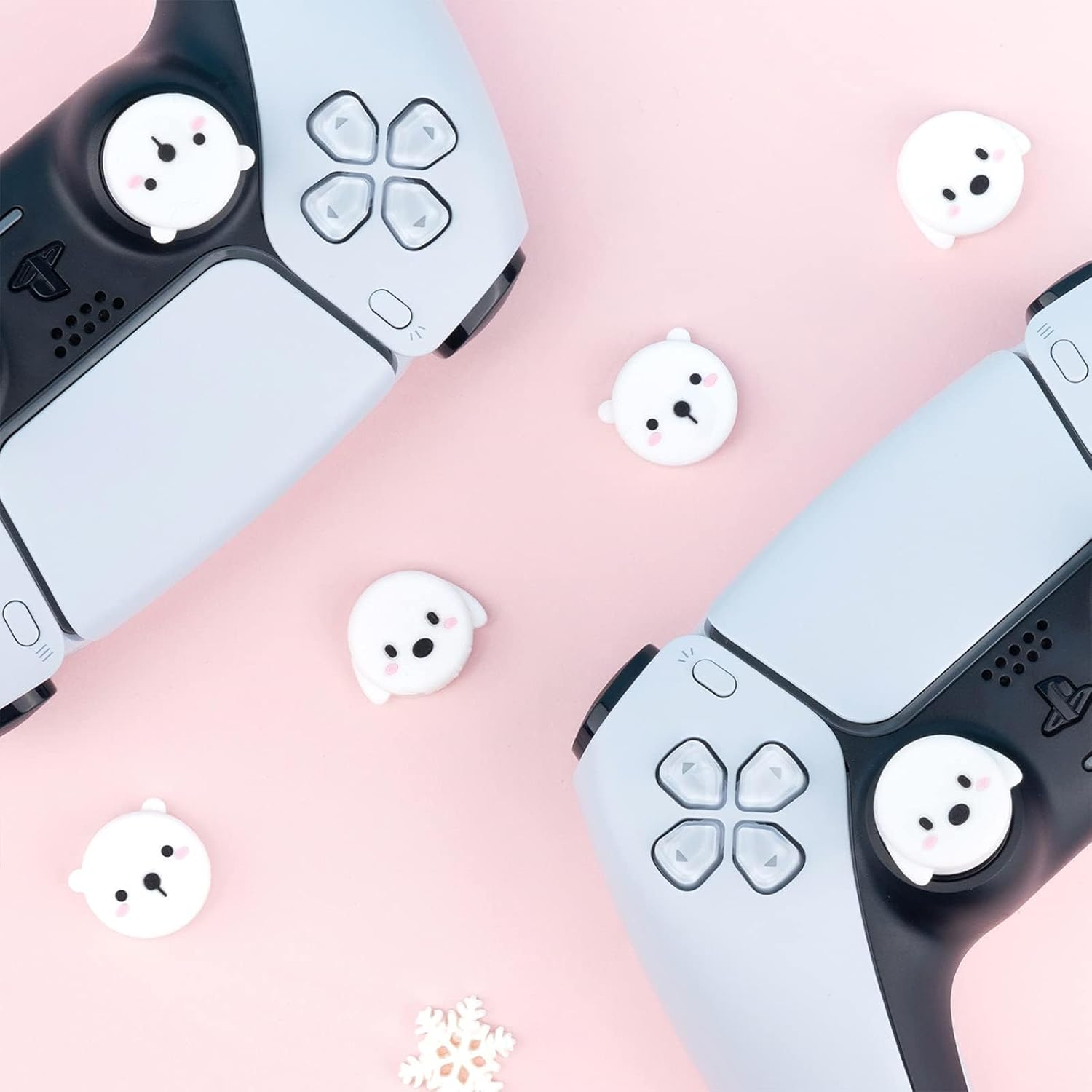 Geekshare Cute Animal Theme PS4 Controller Thumb Grips, Thumbsticks Cover Set Compatible with Switch Pro Controller and PS4 PS5 Controller, 4 Pcs - Dog and Bear image number 6
