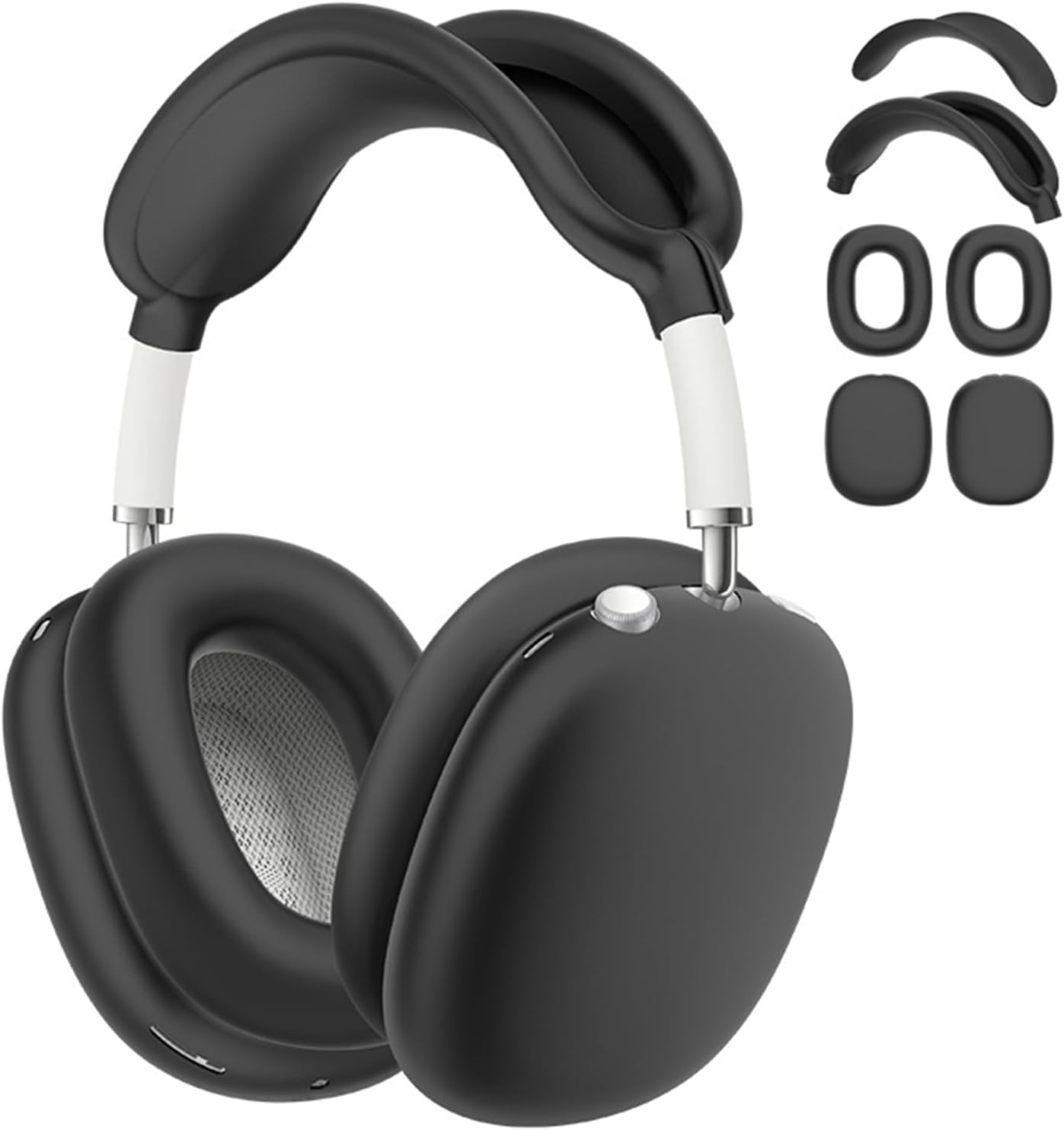 USTIYA Case for Airpods MAX 2023/2024 Case Silicone Protective Silicone Cover with Keychain (Black) image number 6