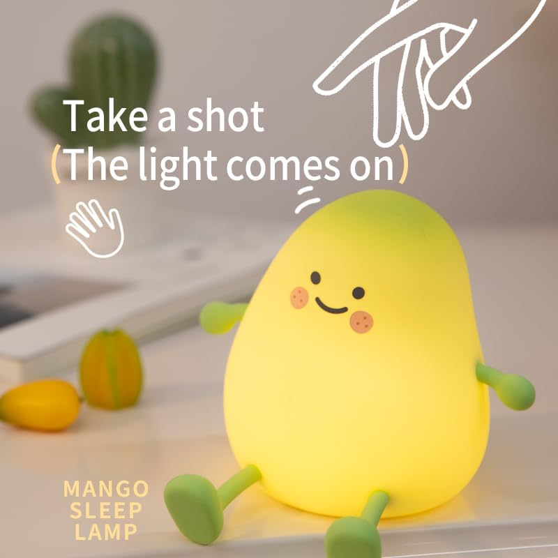 YUCHAO WONOER Cute Mango Night Light-Night Light for Kids, Baby Night Light, Rechargeable Dimmable Nightlight, Bedside Lamp Nursery Nightlight with 15/30/60 Minutes Timing Setting and Touch-Sensitive