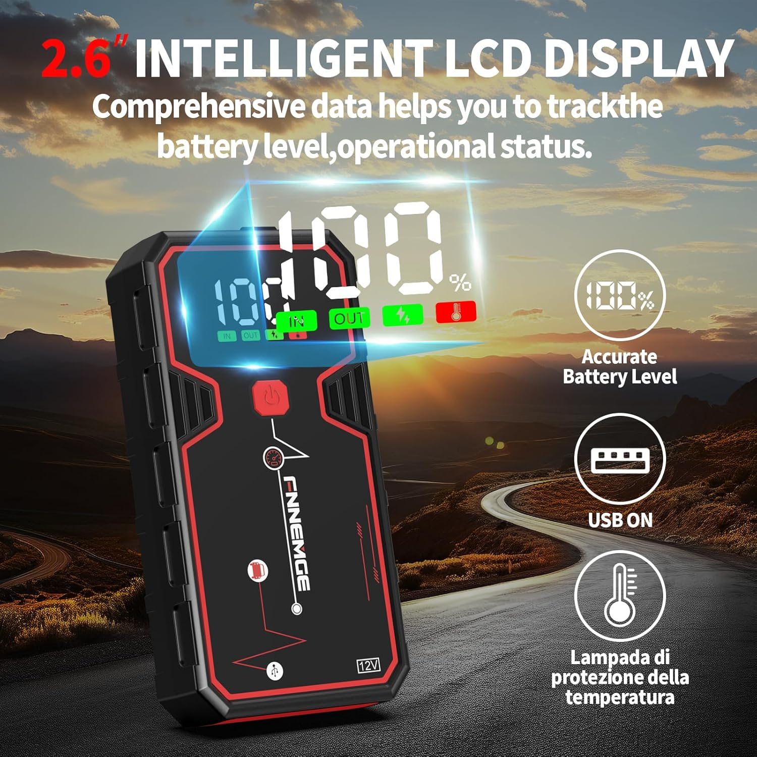 Car Jump Starter, 5000A Peak 23800Mah 12V Jump Starter Battery Pack(Up to All Gas, 8.0L Diesel Engine),With USB Charge Output Port,Led Light. image number 2