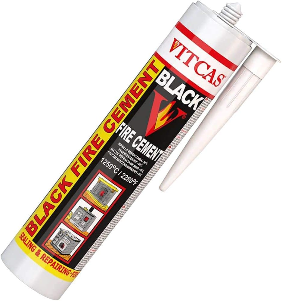 Black Fire Cement 1250 C - 310Ml for Fireplace, Stove, Boilers Etc