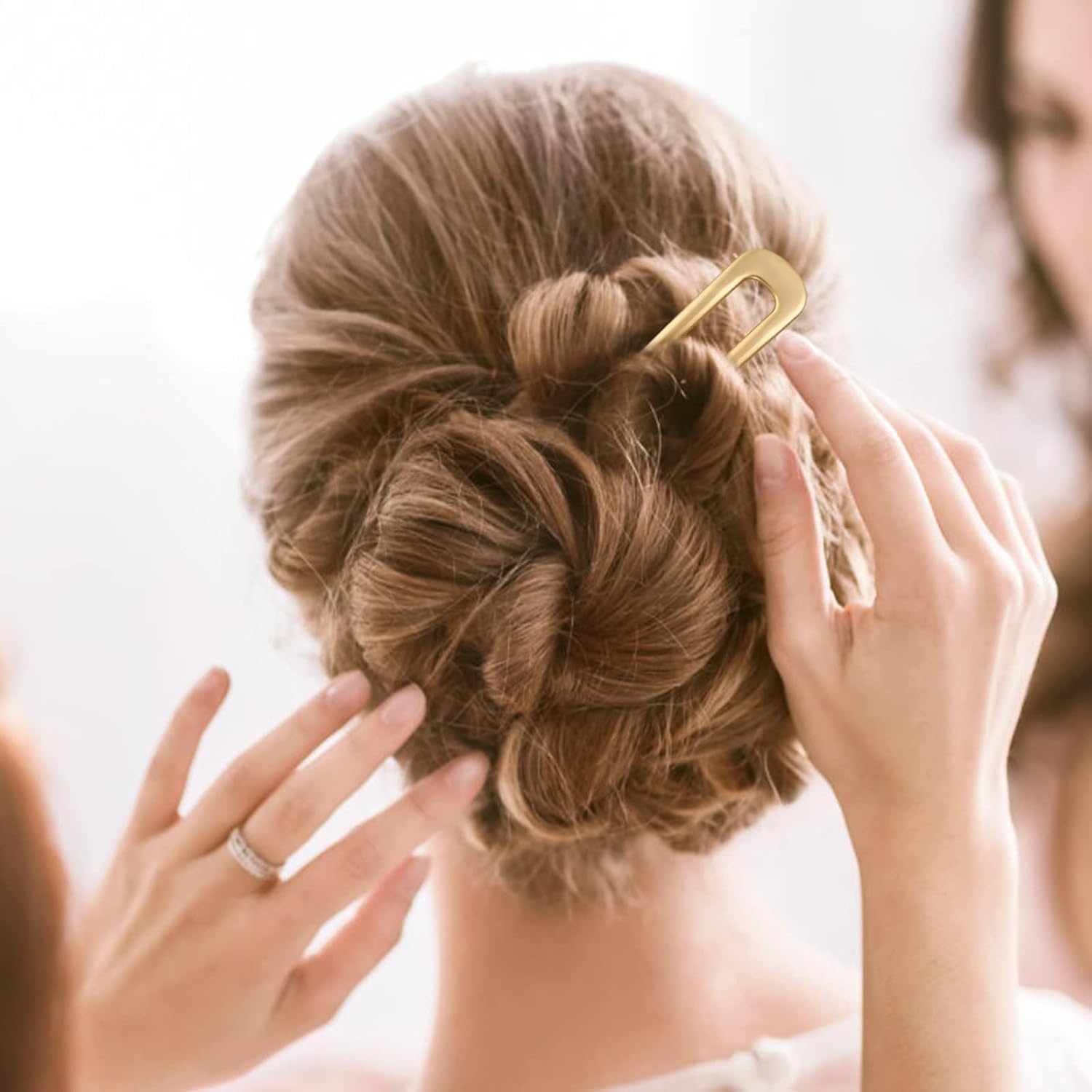 French Hairpin, 2 Pieces Metal Hair Pins, U-Shaped Hair Pins, Large French Hair Pins, Twist Hair Pin & Hair Forks for Women and Girls, Vintage Hair Accessories for All Hair Types image number 1