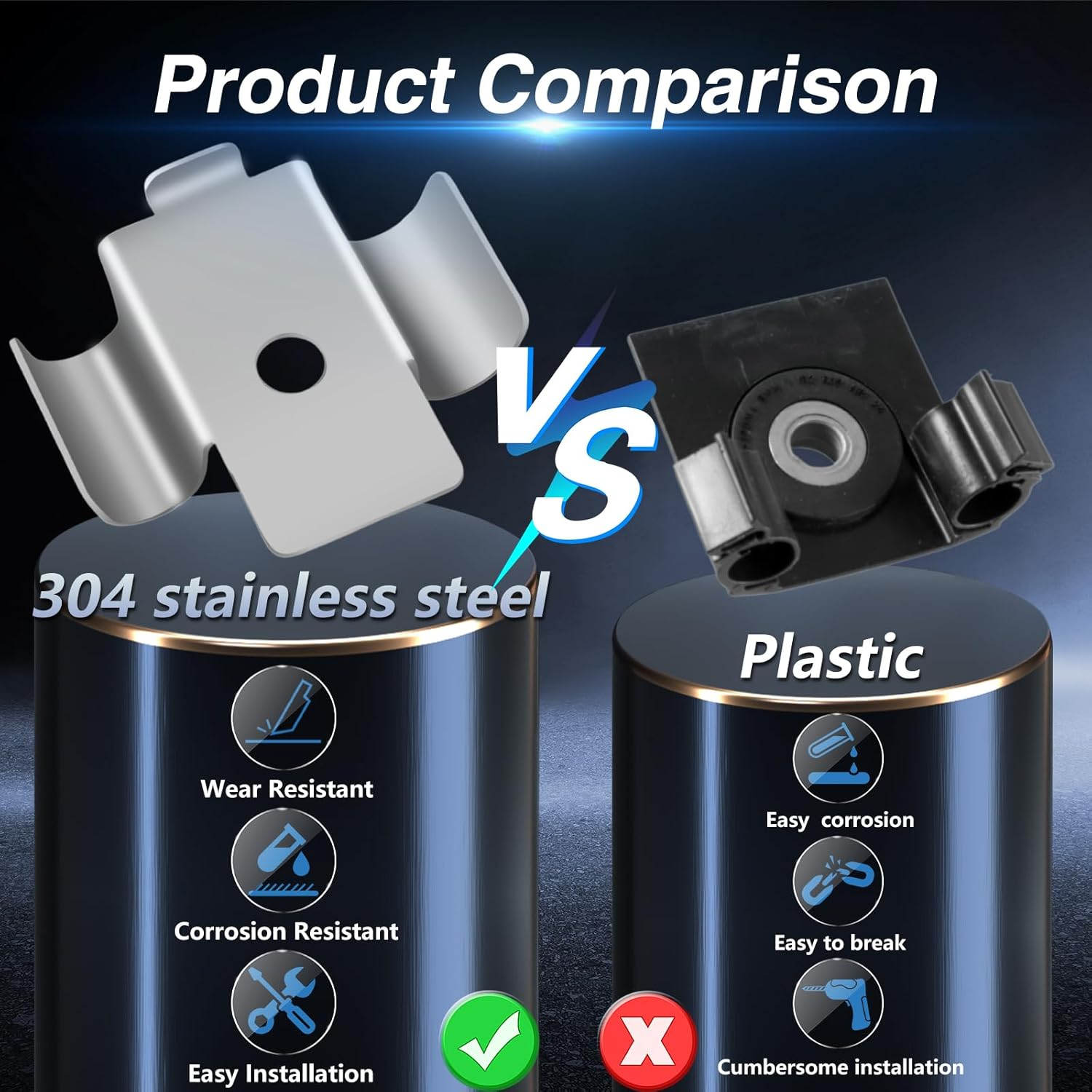 EVRBUL Upgraded Stainless Steel Parking Brake Cable Clip Retainer with Rubber Tubes Compatible with BMW 1 Series F20/F21, 2 Series F22/F23, 3 Series F30/F31, 4 Series F32/F33/F36 Replace#: 34406854898