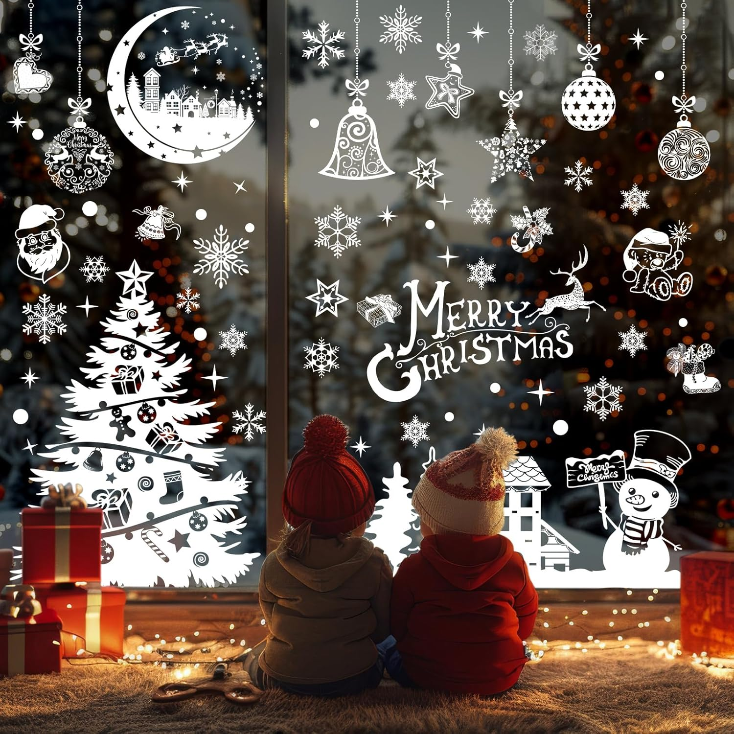 Christmas Decoration Window Stickers Christmas Large Self-Adhesive 202 Winter Window Stickers Christmas Window Decoration Christmas Window Pictures Window Stickers Christmas image number 2