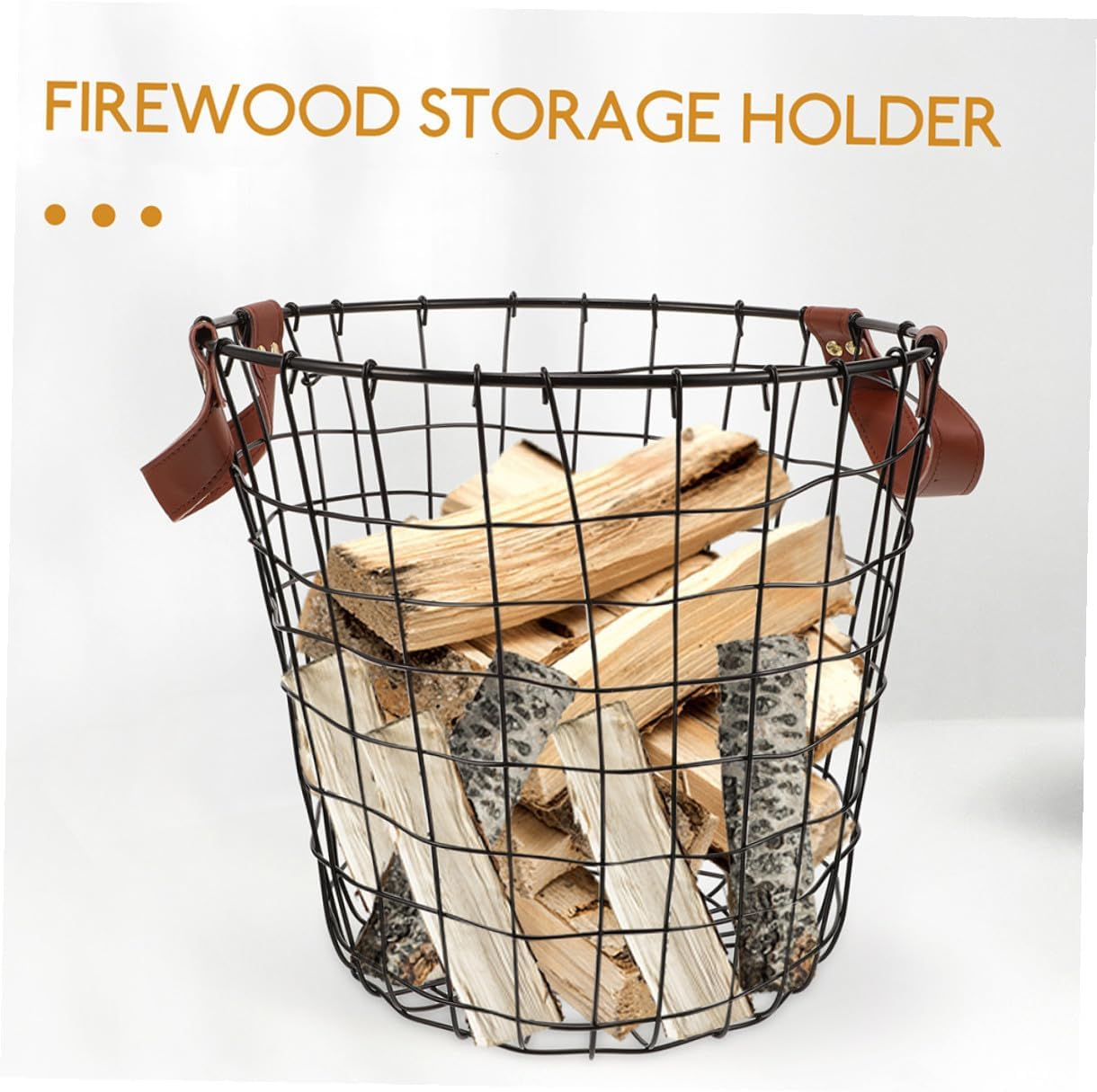 UKCOCO 2Pcs Metal Firewood Storage Basket with Handles Large Small Wire Logging Carrier for Camping Firewood Foldable Handle Design for Indoor Outdoor Use Multifunctional Rustic Storage image number 5