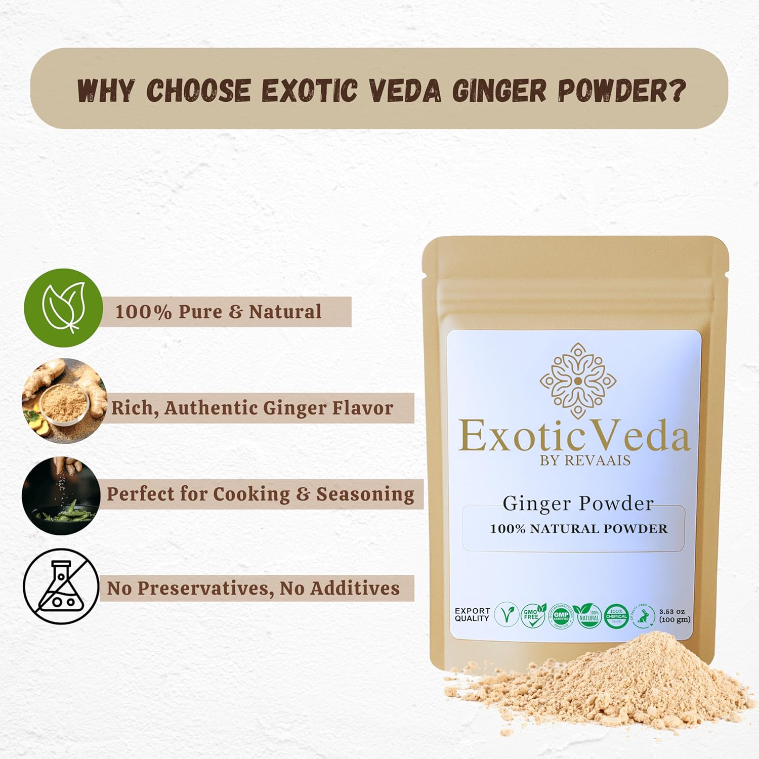 Exotic Veda Ginger Powder | 100% Pure & Natural | No Additives, No Preservatives | 100G Pack image number 6
