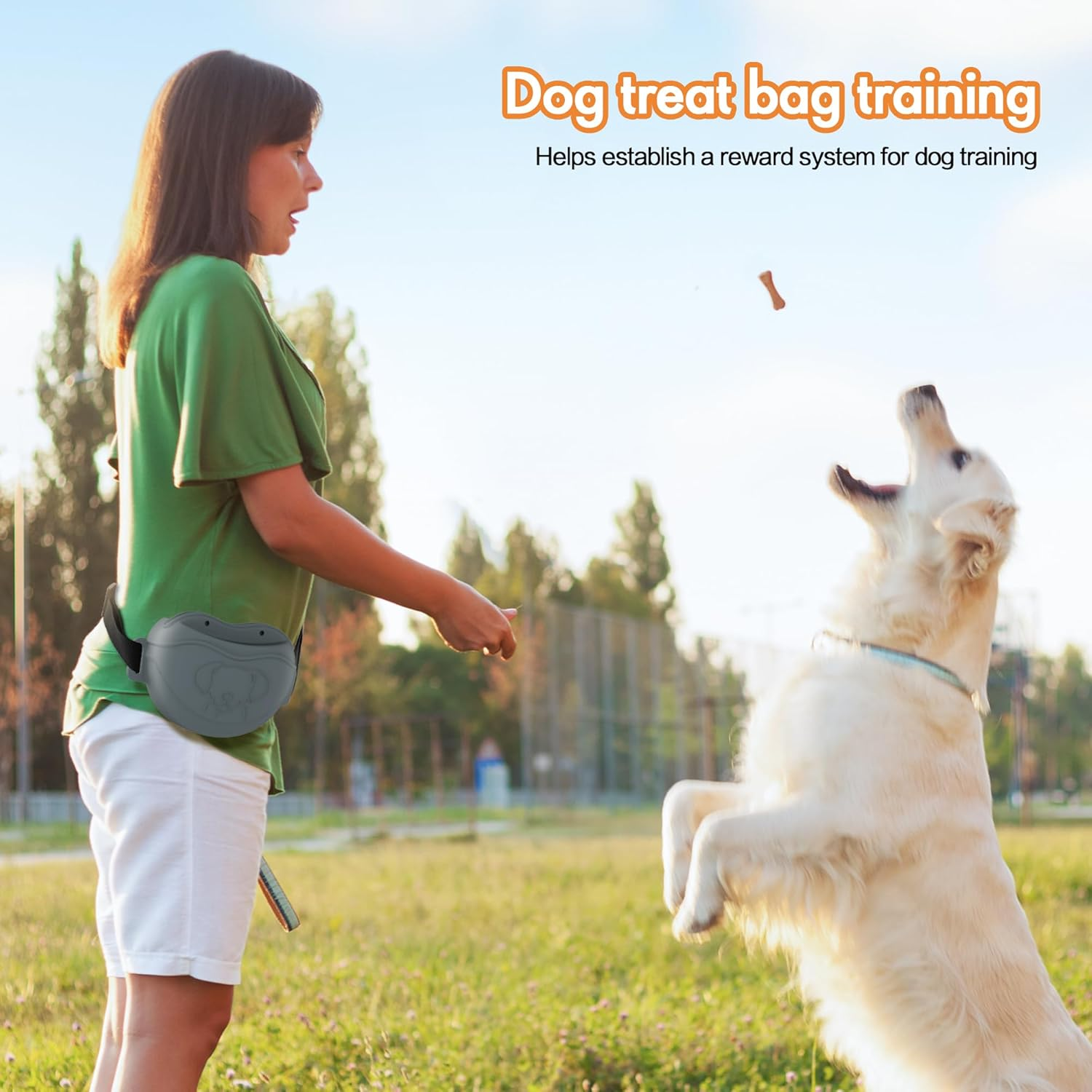 AWINNER Dog Treat Pouch - Premium Silicone - Upgrade 4 Strong Magnets Enhanced Magnetic Closure, Adjustable Waist Belt - Ideal for Puppy Training and Outdoor Walks (Grey) - Grey image number 3