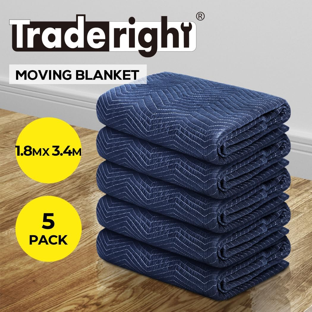 Traderight 5Pcs Moving Blanket Furniture Protection Quilted Removalist Pad 1.8Mx3.4M image number 5