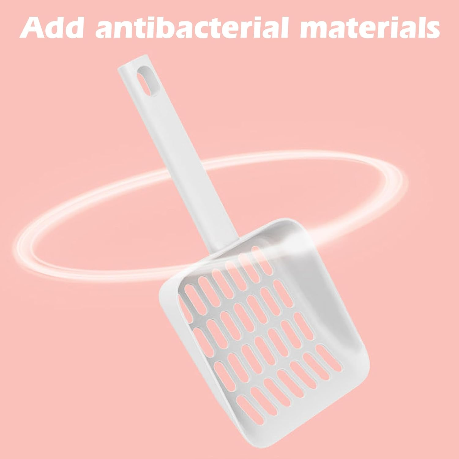 Nizirioo Cat Litter Scoop, Cat Litter Scoop, Cat Litter Scoop with Holder, Cleaning Tool, Cat Scoop, Plastic Cat Litter Spoon for Pets, Cats, Dogs (Pink White)