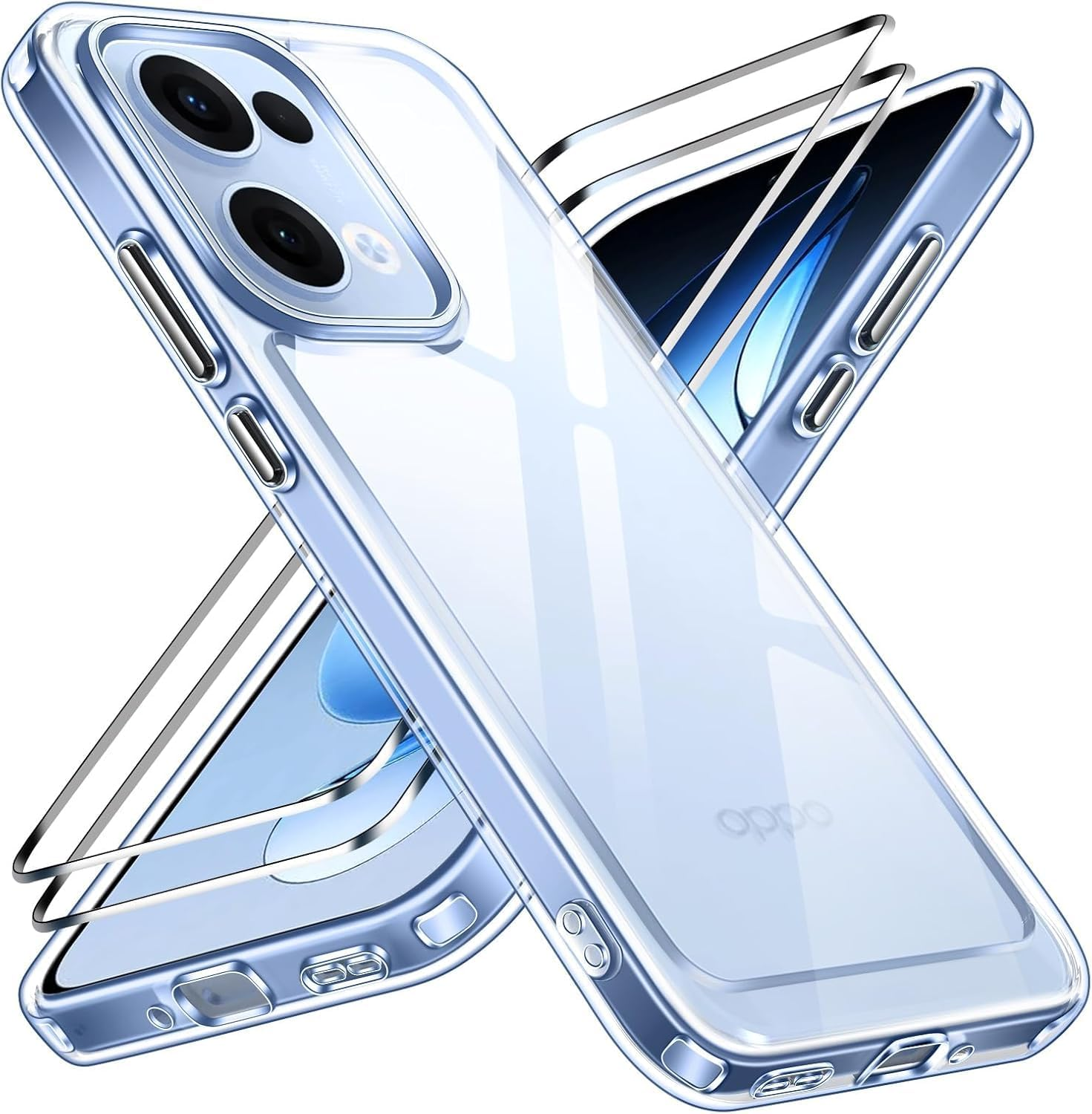 TR4U the Resource for You 3 in 1 Clear Case with 2-Pack Screen Protector for Oppo Reno 13, [Anti-Yellowing][Shockpoof][Military Grade Protection][Non-Slip Slim Fit] Clear Case for Oppo 13 (2025) image number 1