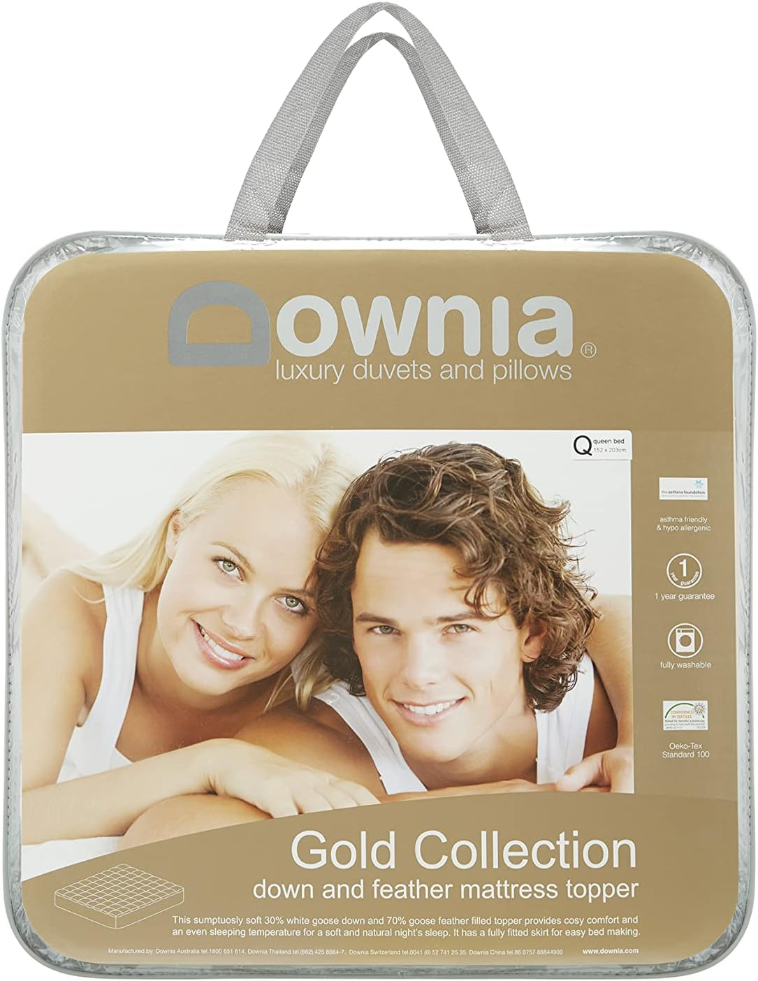 Downia Gold Collection down and Feather Mattress Topper, White, Queen image number 1