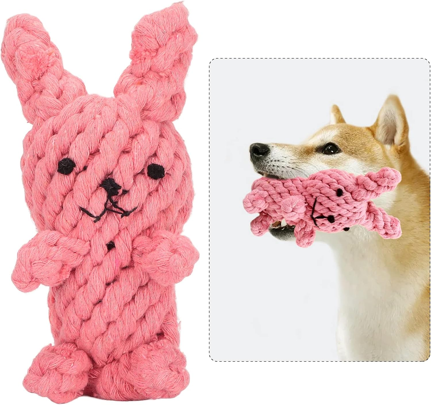 5Pcs Bite Resistant Dog Chew Toy Cotton Rope Rabbit Shape Toy Dog Molar Toy Teething Training for Small Medium and Large Dog Pets image number 2