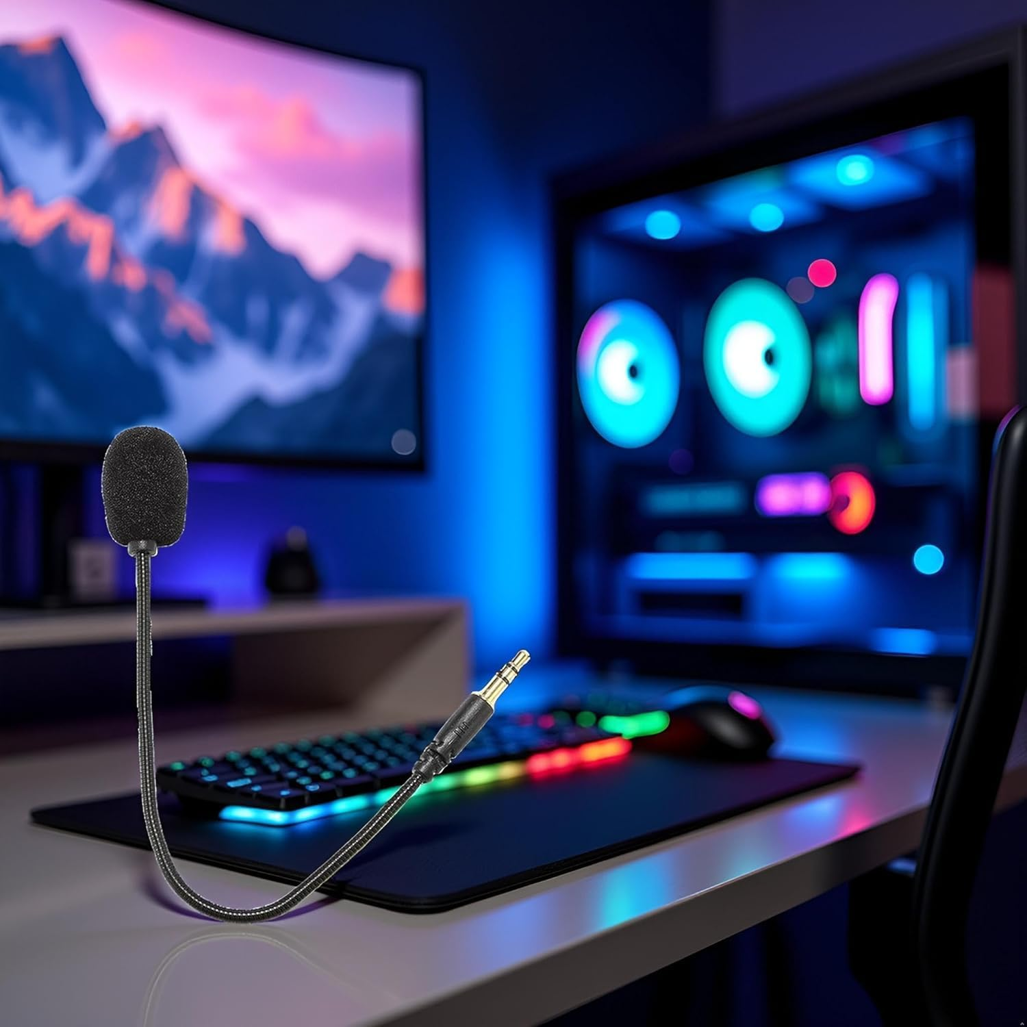 Wpppan Headset Microphone 3.5Mm Plug, Black Headset Microphone Adjustable 360 Degrees Bendable Jack Headphone Controller Z5A5 Combined, 3.5Mm Game Gaming Mic to Mic Headsets Accessories image number 6