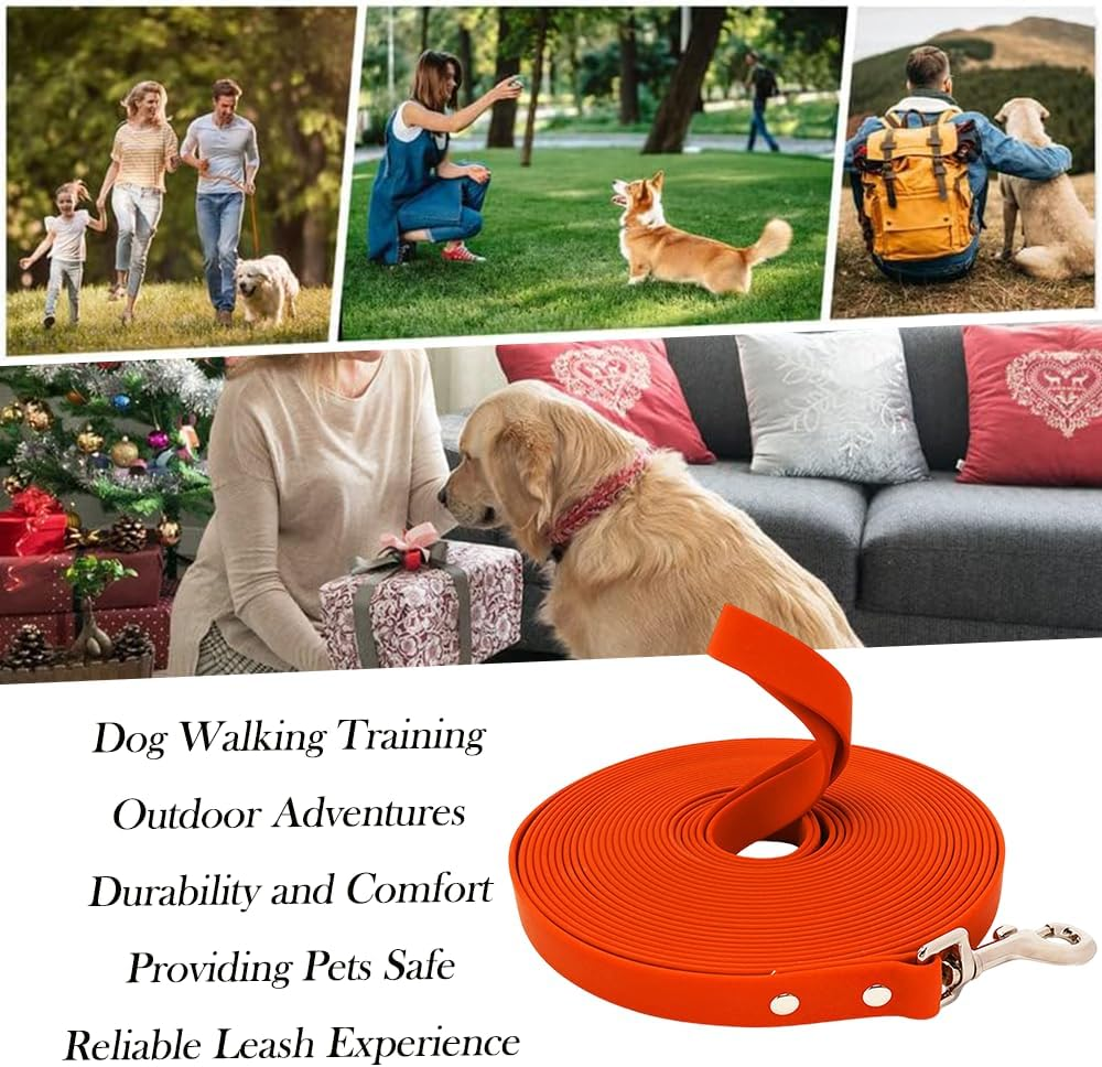 Waterproof Training Dog Leash | 300CM Standard Dog Leash Suitable for Training Small Medium Large Dogs | Easy to Clean Long Dog Leash with Recall Long Lead. (Orange, 300CM) image number 1