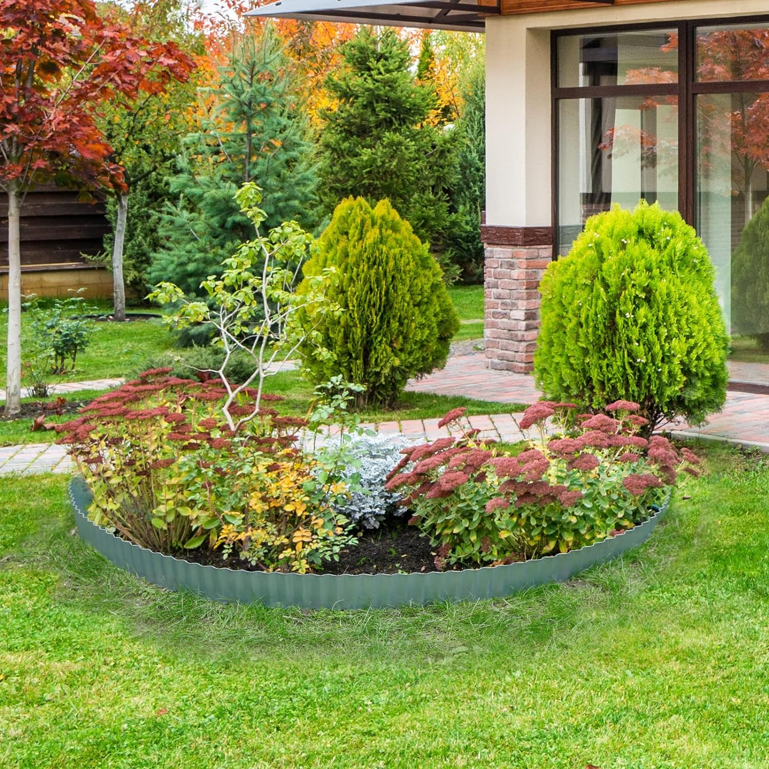 Worth Garden Wide-Corrugated Galvanized Steel Landscape Lawn Edging - H16Cm X L600Cm Flexible Sturdy Garden Long Strips of Metal Edging for Raised Flower Bed Tree Surrounds