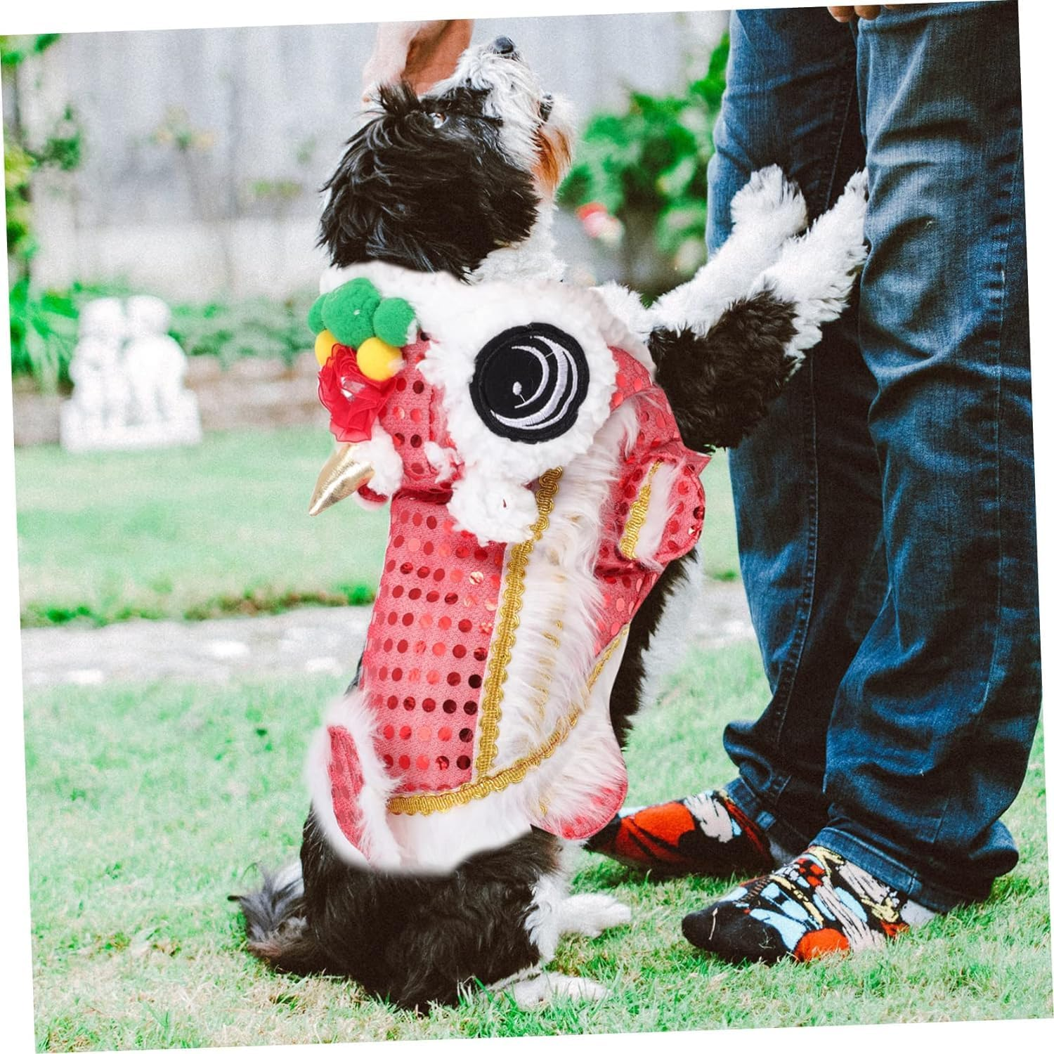 1Pc Clothes for Pets Wedding Cat Clothing Puppy Lion Costume Dog Dance Lion Clothes Dog Four Legs Hoodies Dance Lion Dog Costume New Year Cat Clothes Dress Festive Polyester image number 6