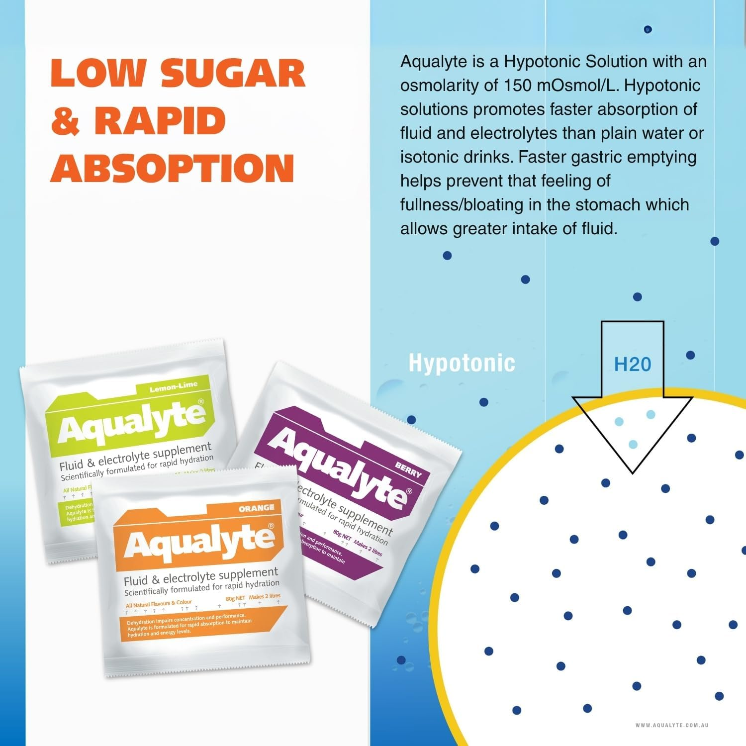 Hydration & Electrolyte Supplement, Natural Hydration Support, Great Taste, Rapidly Absorbed, Packed with Essential Electrolytes, Mixed Flavour, 80G Sachets, Makes 2 Litres, Box of 20