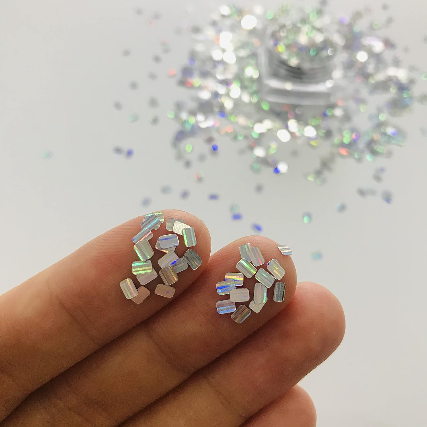 10 Grams/Pack - Stripe Rectangles Glitter - Festival Rave Beauty Nail Art Decoration T100 - B0101-3Mmmoons-10Gp image number 6