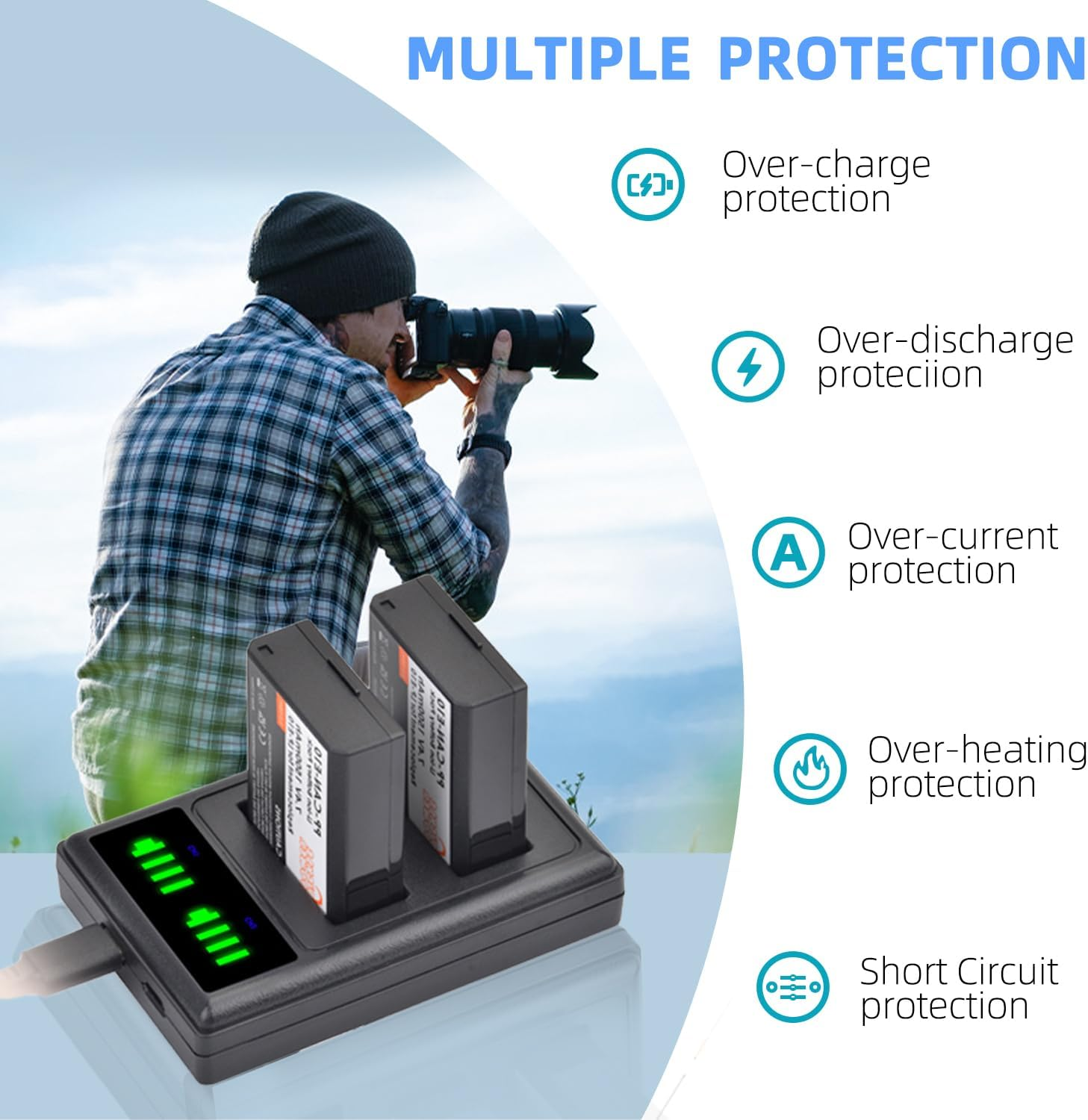 LP-E10 USB Dual Battery Charger LC-E10C LC-E10 LC-E10E Charger Compatible with Canon EOS Rebel T7,T6,T5,T3,T100,EOS 4000D,3000D,2000D,1500D, 1300D,1200D,1100D,Kiss X50,X70,X80,X90