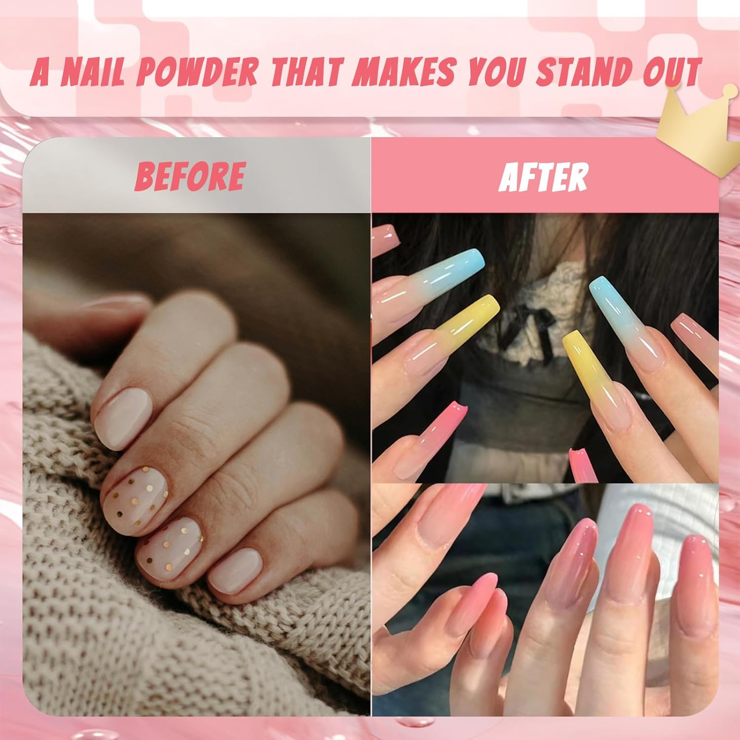 MKNZOME 9 Colours Nail Pigment Powder Palette, Chrome Nail Powder, 100 Pcs Nail Sponges for Ombre with Metal Grabber, Nail Art Tools for Nail Design, B