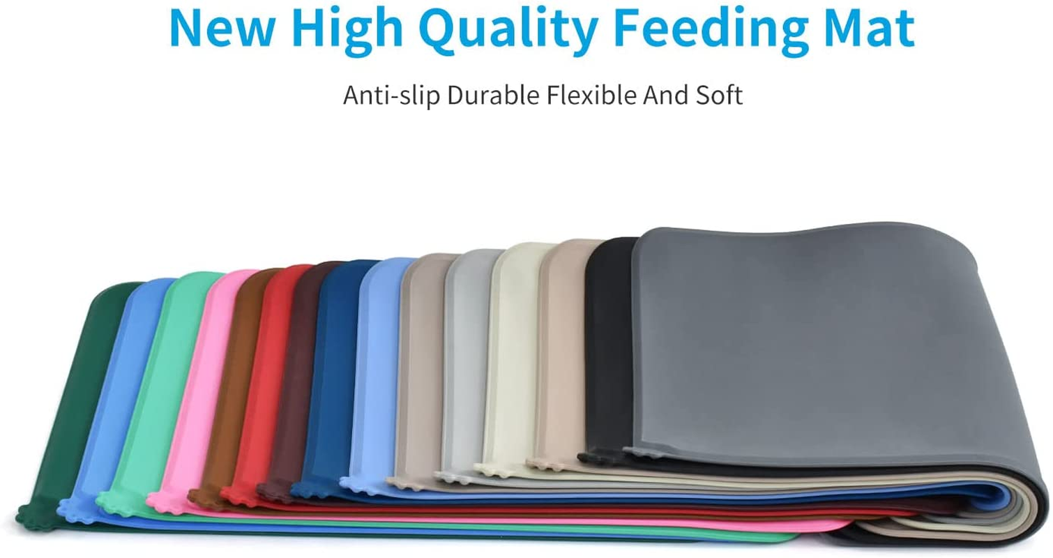 AUDWUD Silicone Waterproof Dog Cat Pet Feeding Mats,Anti-Slip Pet Bowl Mats,Fda Grade Pet Feeding Mat (M, Grey) image number 3