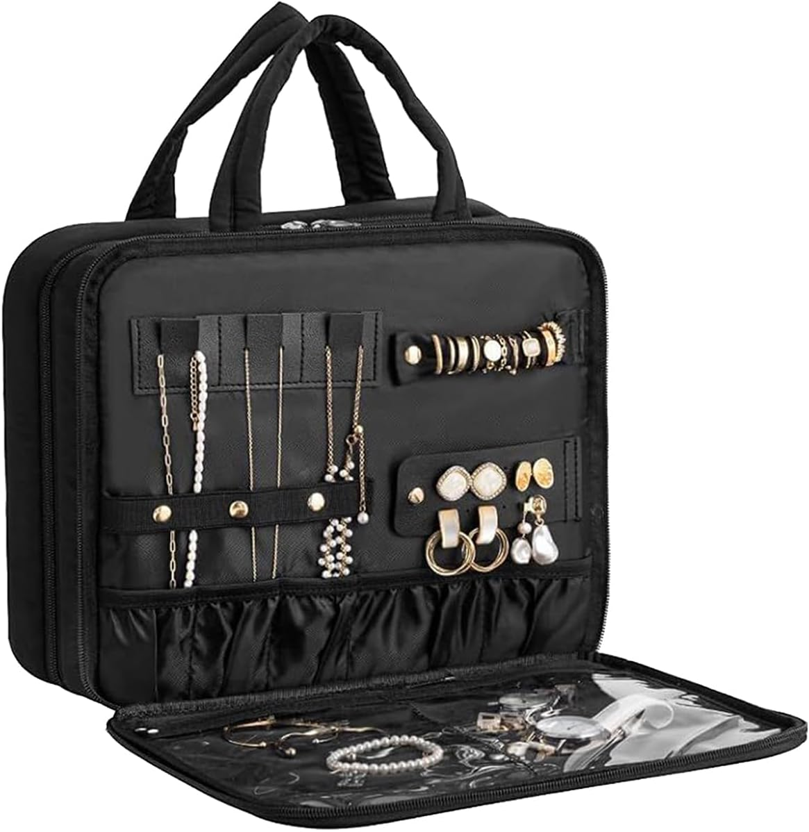 Tktouci Toiletry Bag for Women,Portable Waterproof Pouch | Portable Travel Case Make up Bag | for Women Men Makeup Cosmetic Bracelet Necklace Earrings Accessories Gym Dorm Camping