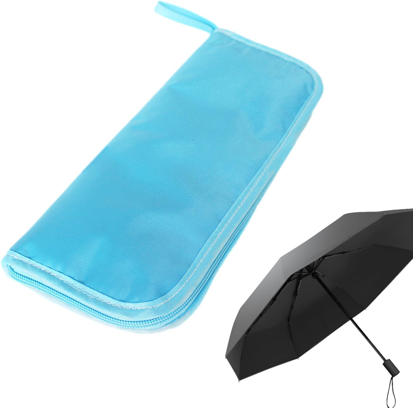 Waterproof Absorbent Umbrella Storage Bag | Folding Umbrella Cover Case Portable Zippered Closure Pouch for Commute Work School,Exquisite Wet Travel Umbrella Case,Strong Water Absorption Umbrella Case