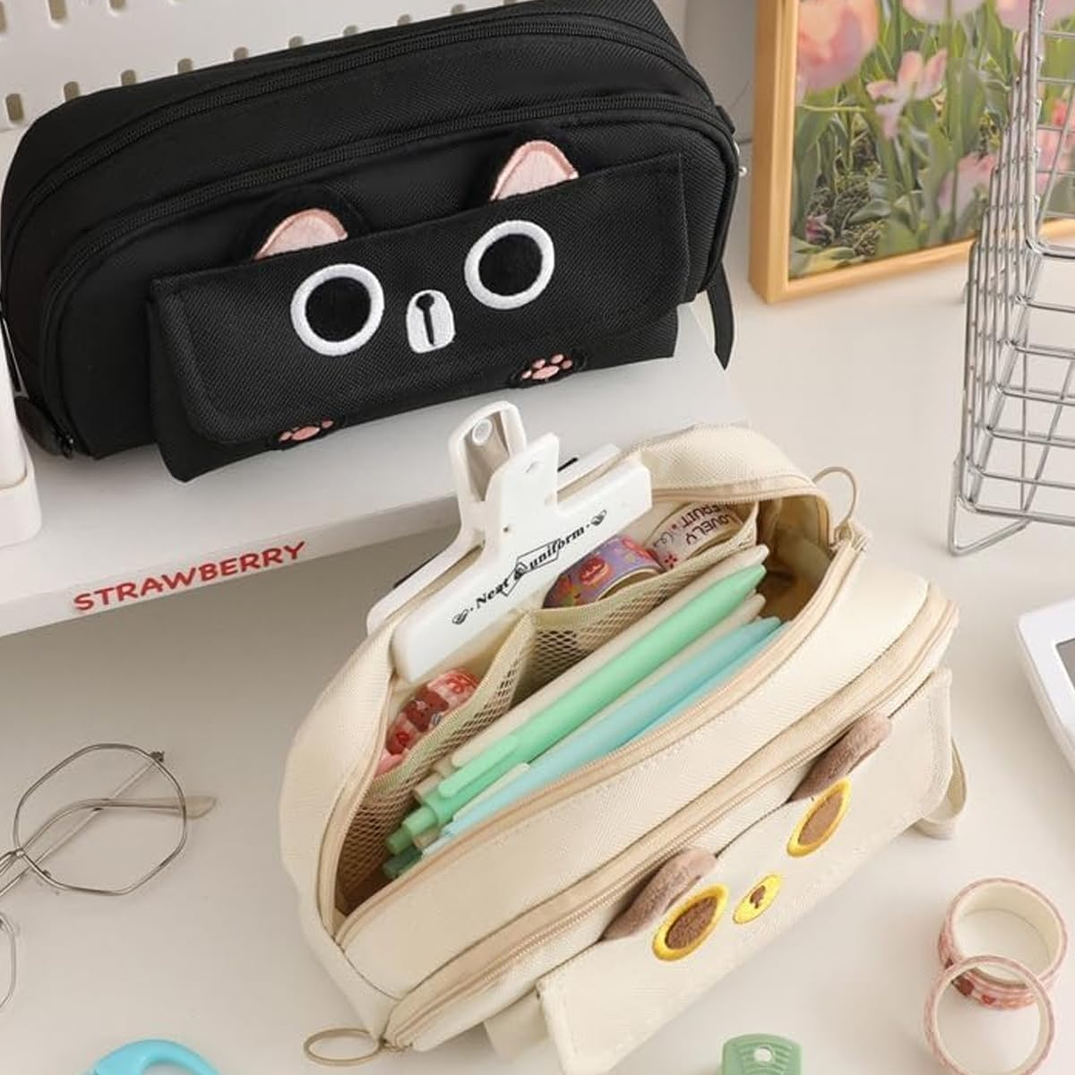 AIMALL Style Pencil Case for Boys & Girls - Multi-Function, Large Capacity, Simple Embroidered Design for Middle & High School Students, 8.26X4.33X3.14 Inches image number 5