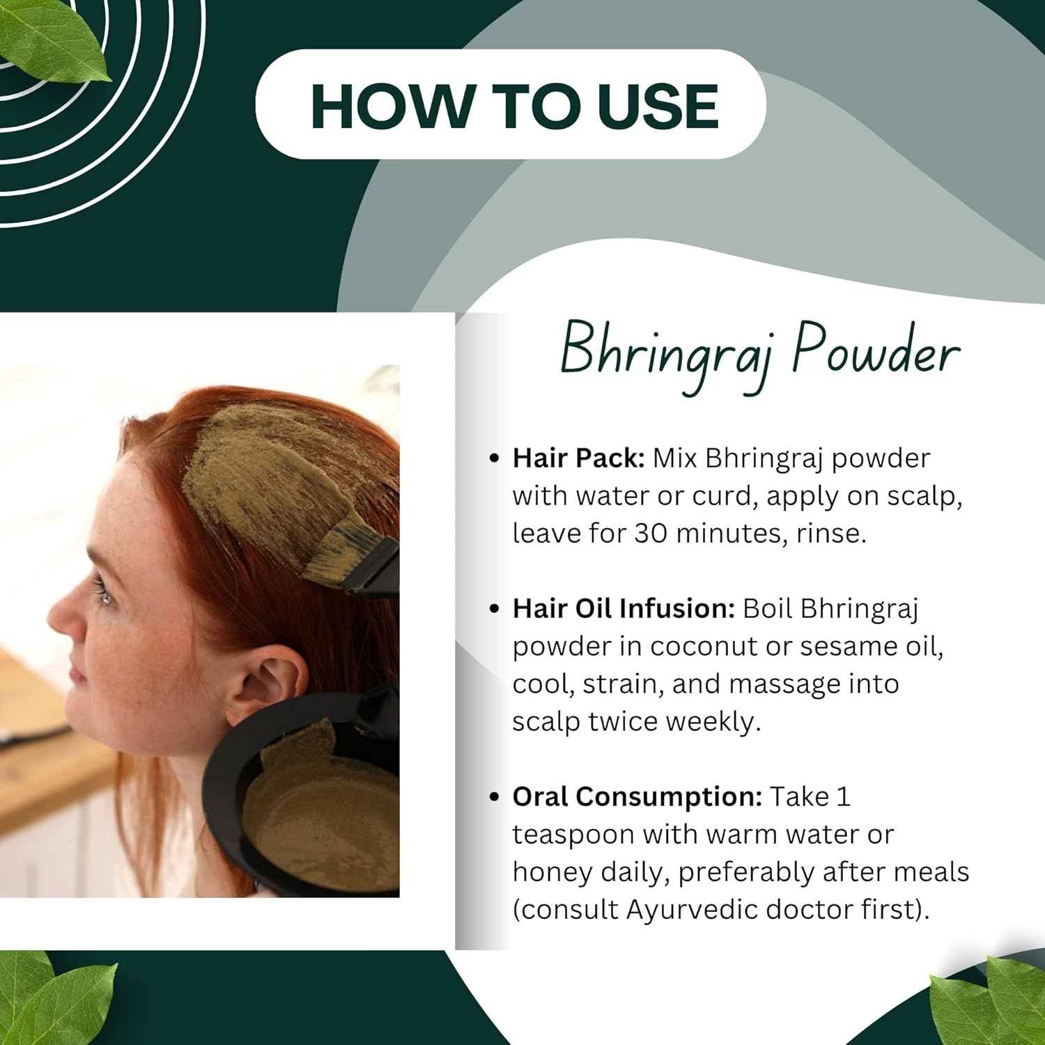 Brijbooti Bhringraj Powder for Hair Growth -(200 Gr) Good for Hair Mask & Pack - Natural Formula for Hair Mask & Growth image number 4