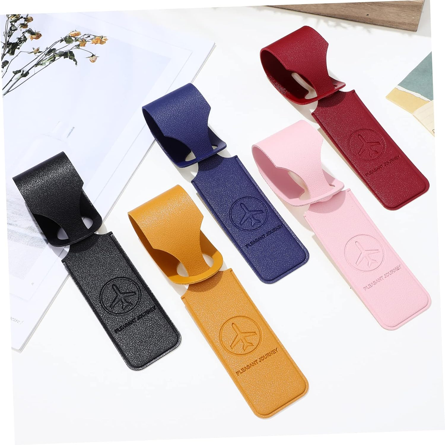 VALICLUD 20Pcs Portable Travel Tags Luggage Identifier Tags for Suitcases Hanging Luggage Pu Material Name Id for Cruise and Air Travel image number 3