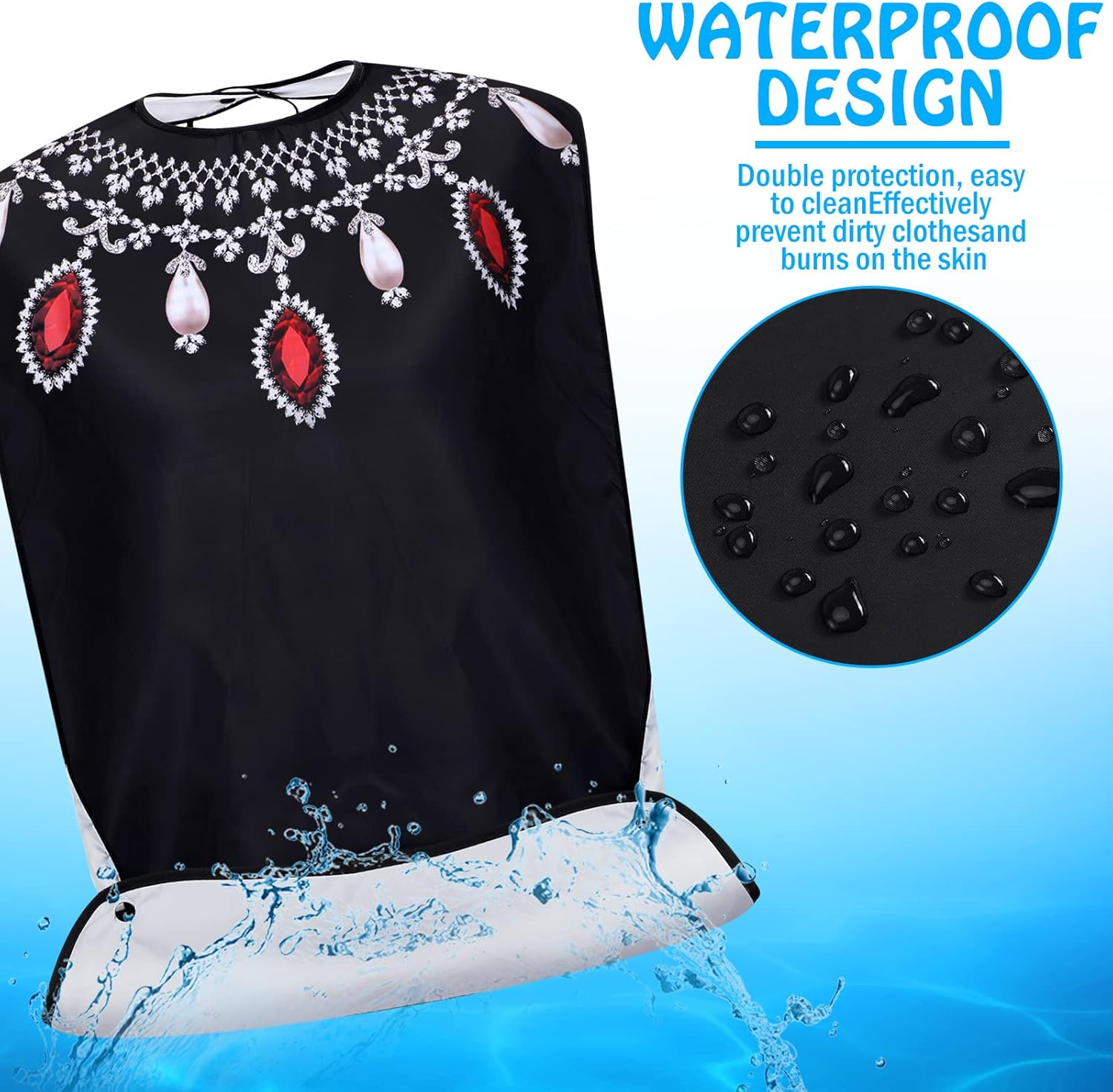 Janmercy 6 Pcs Adult Bibs for Women Washable Waterproof Bibs for Adults Clothing Protectors for Eating with Crumb Catcher Reusable Senior Elderly image number 4