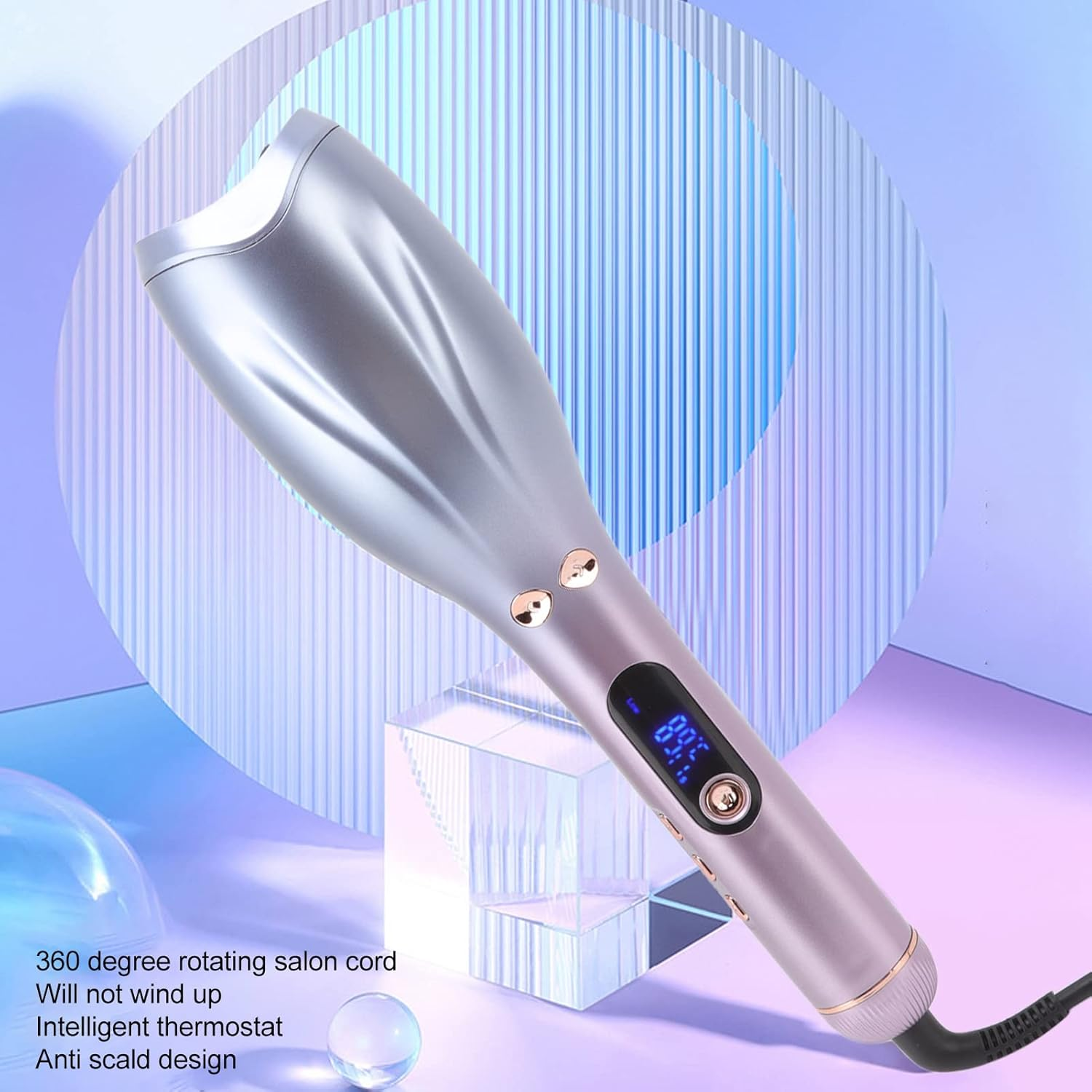 Automatic Curling Iron ABS Innovative Key Design Automatic Curling Iron 110-240V Wide Temperature Range Fast Heating Rate for Women'S Hair Styling (AU Plug)