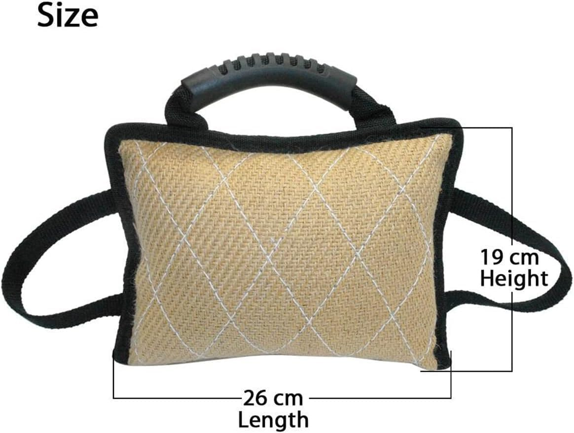 NCONCO Pet Dog Bite Tug Toys Durable Dog Linen Bite Pillow Dog Pull Toy with 3 Handles for Dog Training image number 5