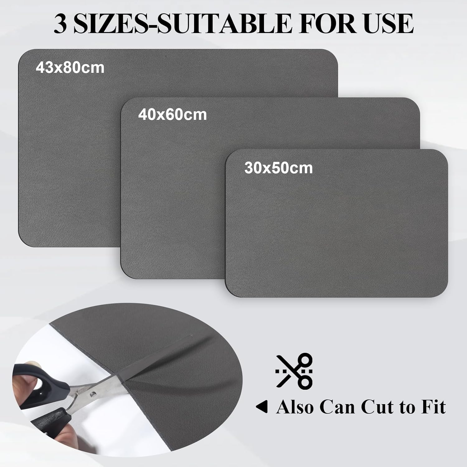 Coffee Mat ,Super Absorbent Dish Drying Mat,Coffee Bar Accessories, Hide Stain Absorbent Drying Mat with Waterproof, Fit under Coffee Maker Coffee Machine Coffee Bar Mats (Dark Grey, 50X30) image number 6