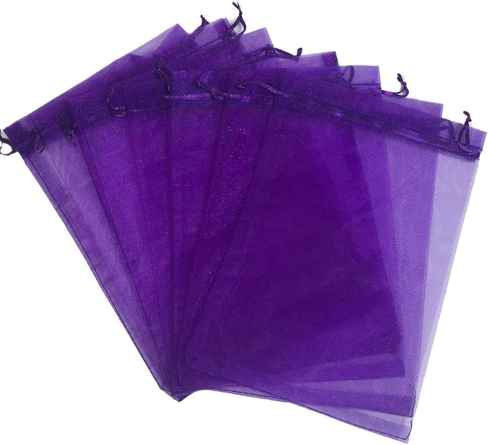 50PCS 12X16 Inches Organza Gift Bags with Drawstring Gift Packaging Big Bags -Large(Deep Purple) image number 3