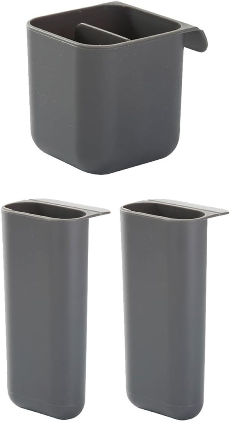 SEWACC 3Pcs Desktop Pencil Holder Set with Adhesive Computer Screen Storage Boxes, Long Gray and Gray Color, Desk Organizer for Office and Home Accessories