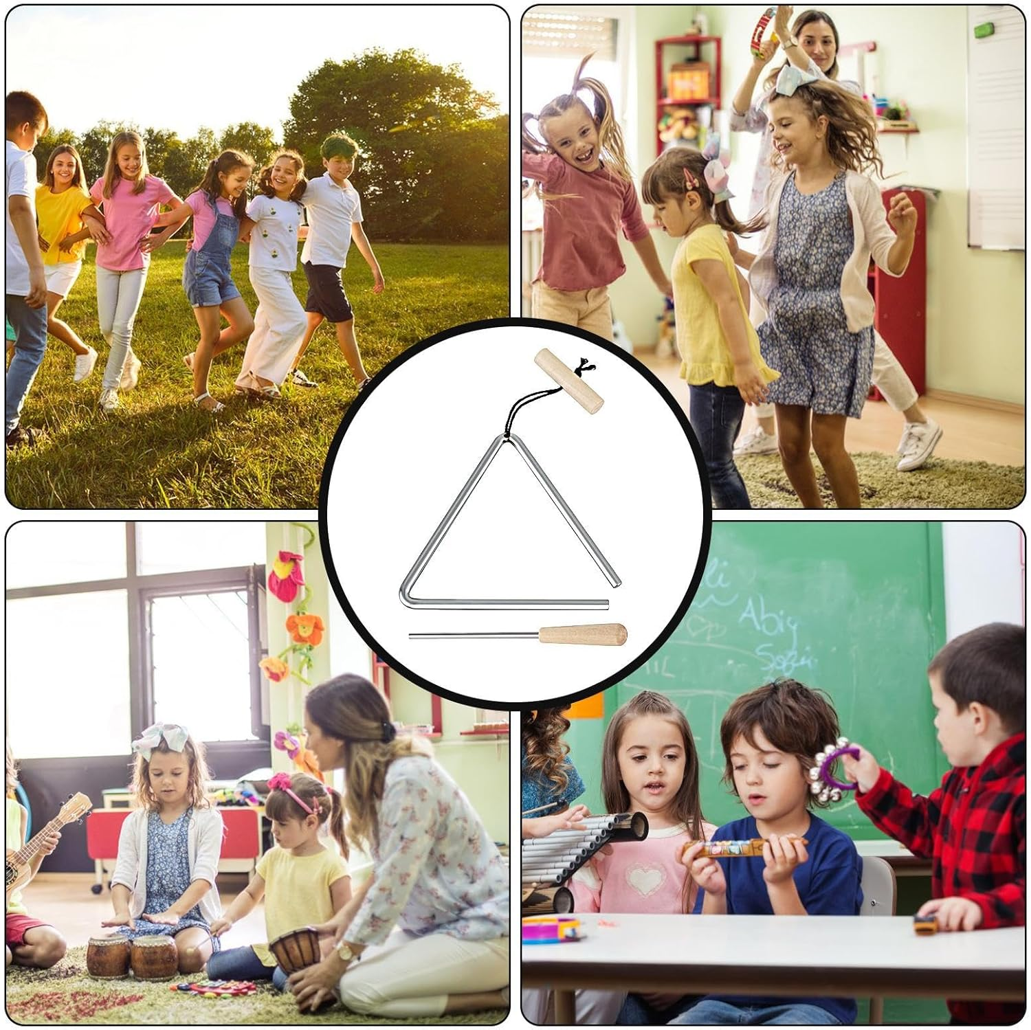 Steel Triangle Instrument - Hand Percussion Triangle | Portable Hand Percussion Triangle Instrument for Morning Parent-Child Education image number 2