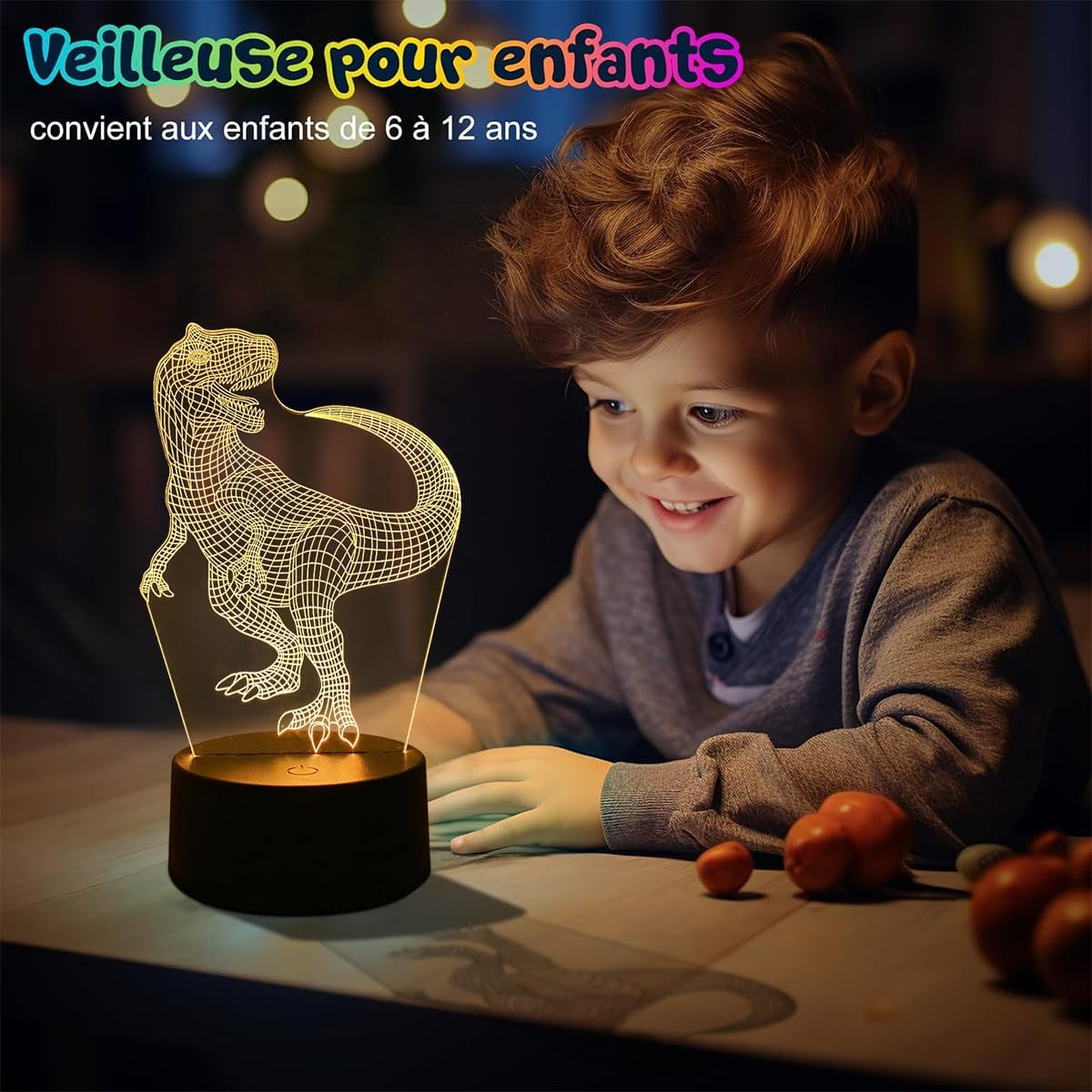 Deluisho Dinosaur Night Light, 3D Dinosaur Night Light for Children, Decorative Lamp for Children'S Room on the Dinosaur Theme, 16 Colors Warm Ambient Lights Free Switching
