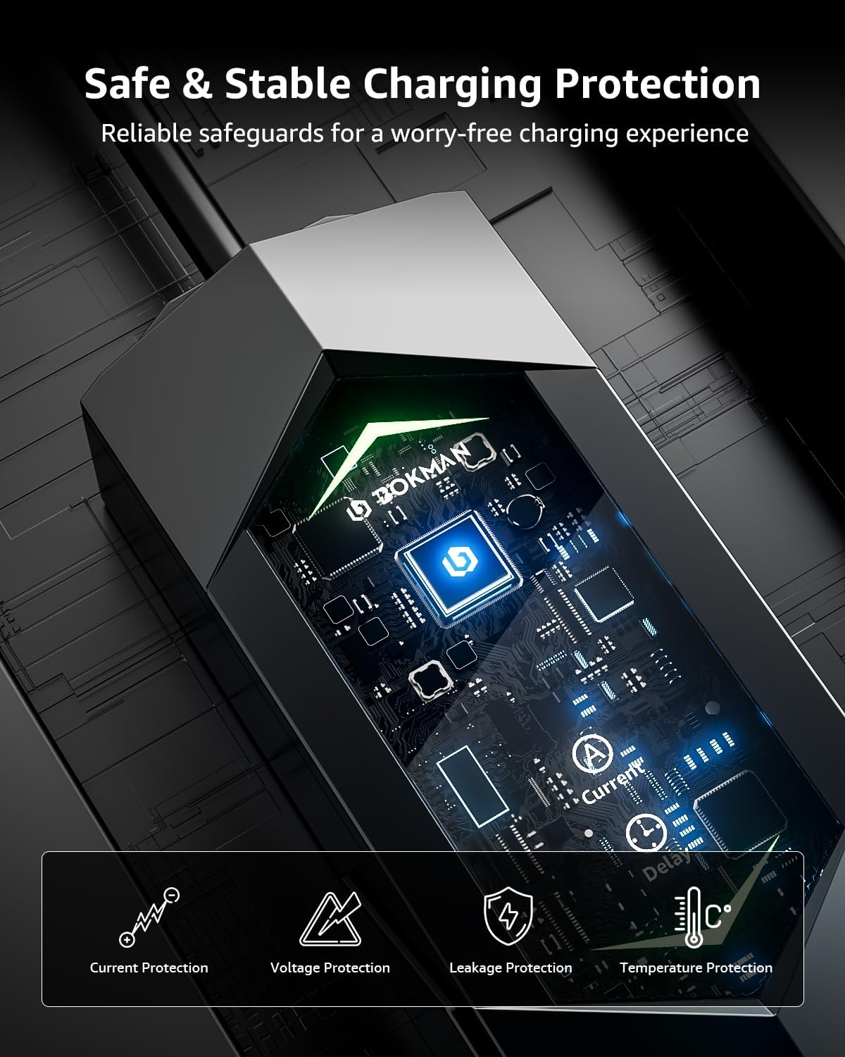 Bokman Type 2 EV Charger, Mode 2 | 10A/15A Adapter | 6A-15A Adjustable Current | 5 Meter, Electric Vehicle Car Type 2 Charging Cable image number 3